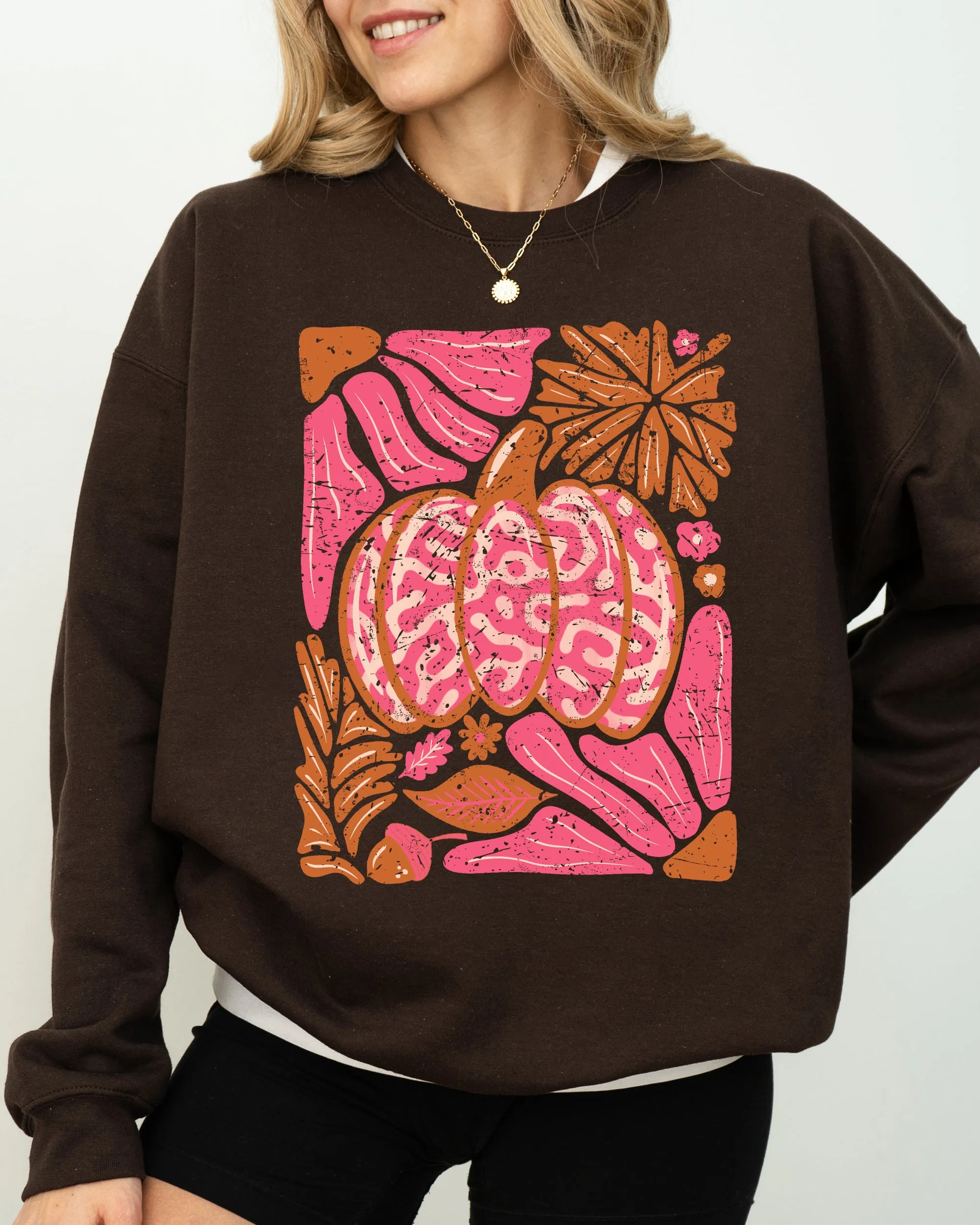 Retro Floral, Pumpkin, Halloween, Jack-o-lantern, Fall, Autumn Sweatshirt sold by Refinery Number One product image thumbnail 4