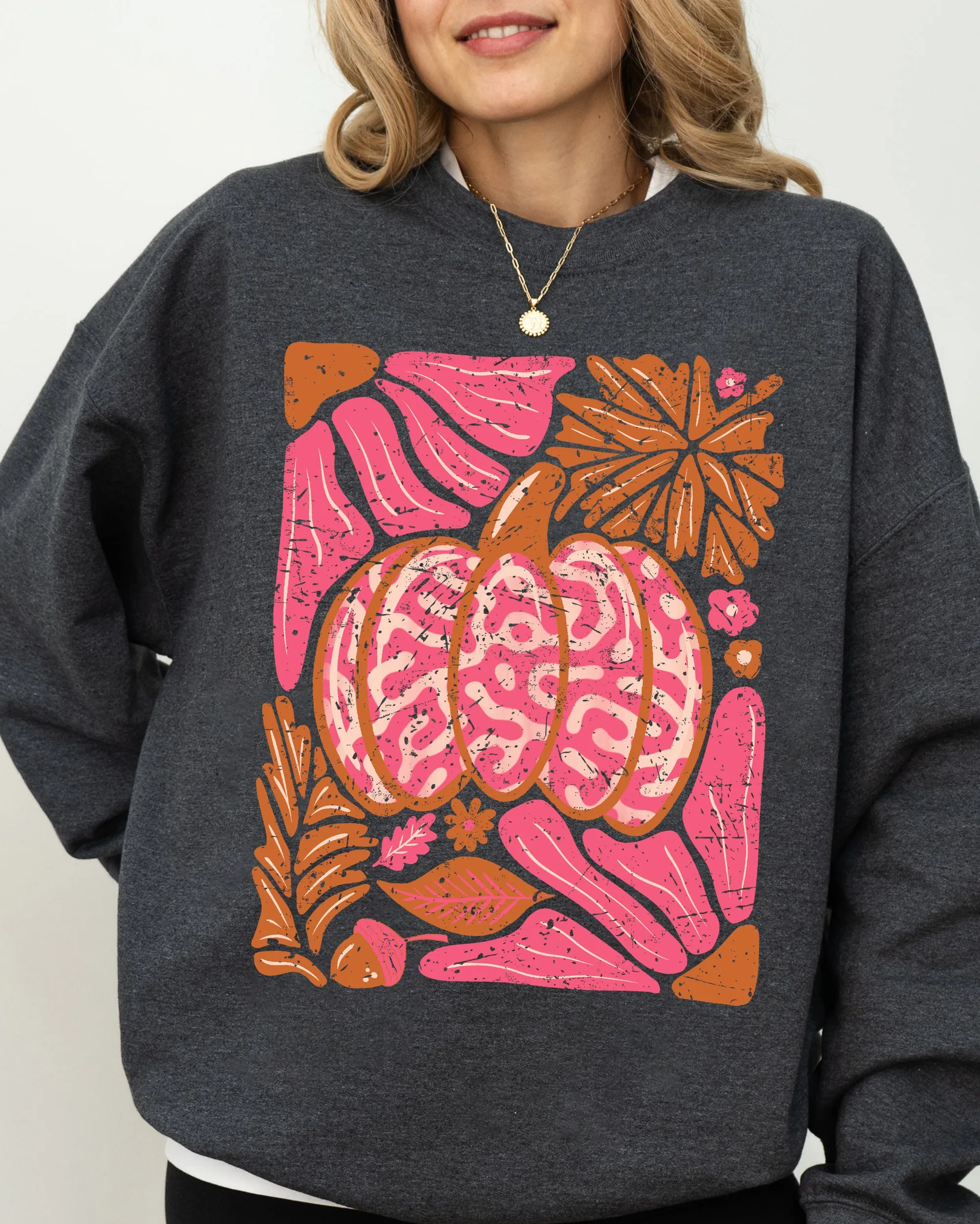 Retro Floral, Pumpkin, Halloween, Jack-o-lantern, Fall, Autumn Sweatshirt sold by Refinery Number One product image thumbnail 5