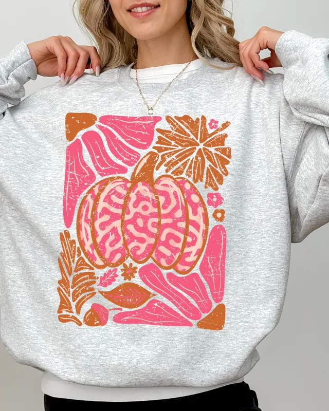Retro Floral, Pumpkin, Halloween, Jack-o-lantern, Fall, Autumn Sweatshirt sold by Refinery Number One