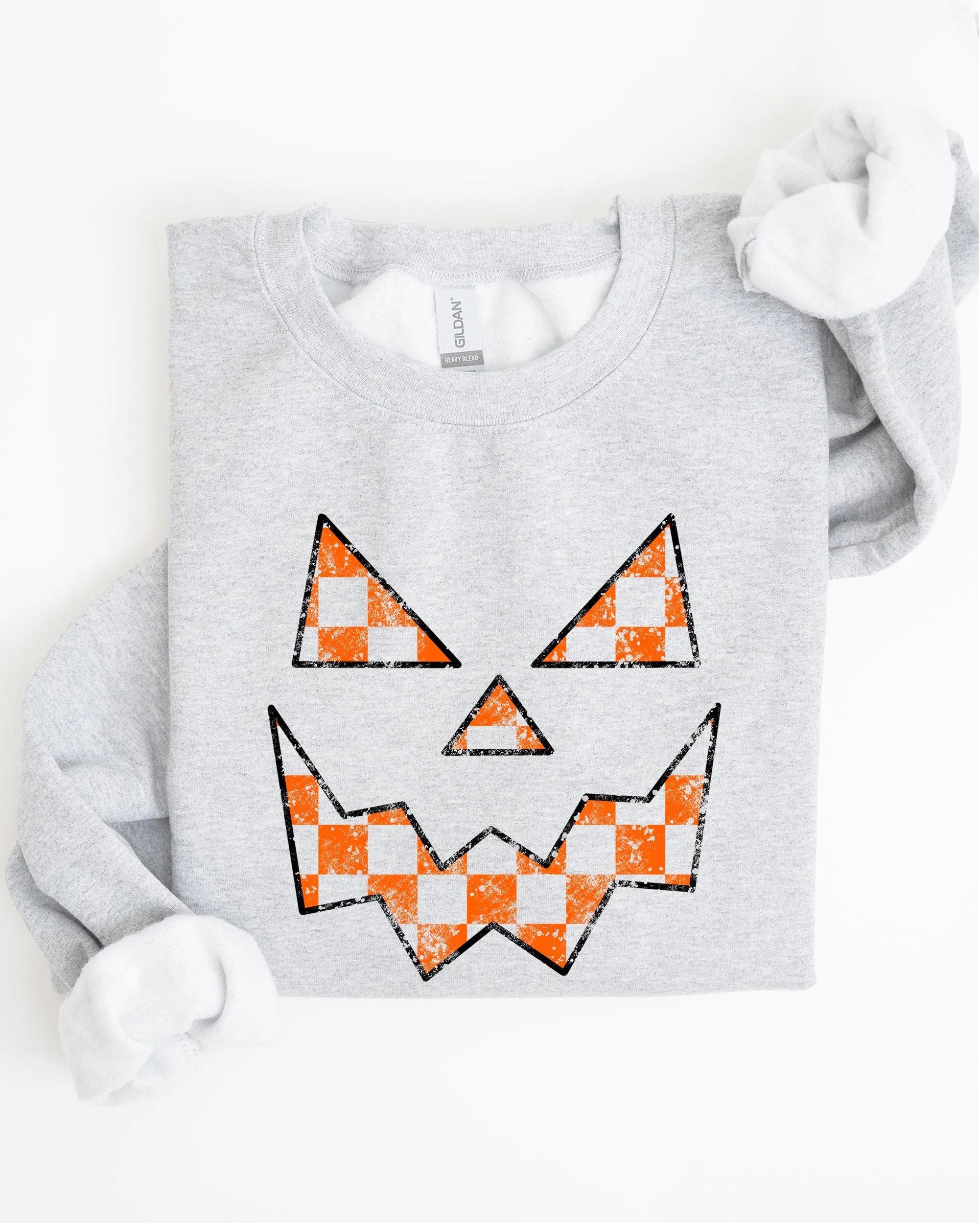 Spooky Jack-o-lantern, Retro Halloween, Pumpkin, Fall, Autumn, Checkered Sweatshirt sold by Refinery Number One product image thumbnail 2