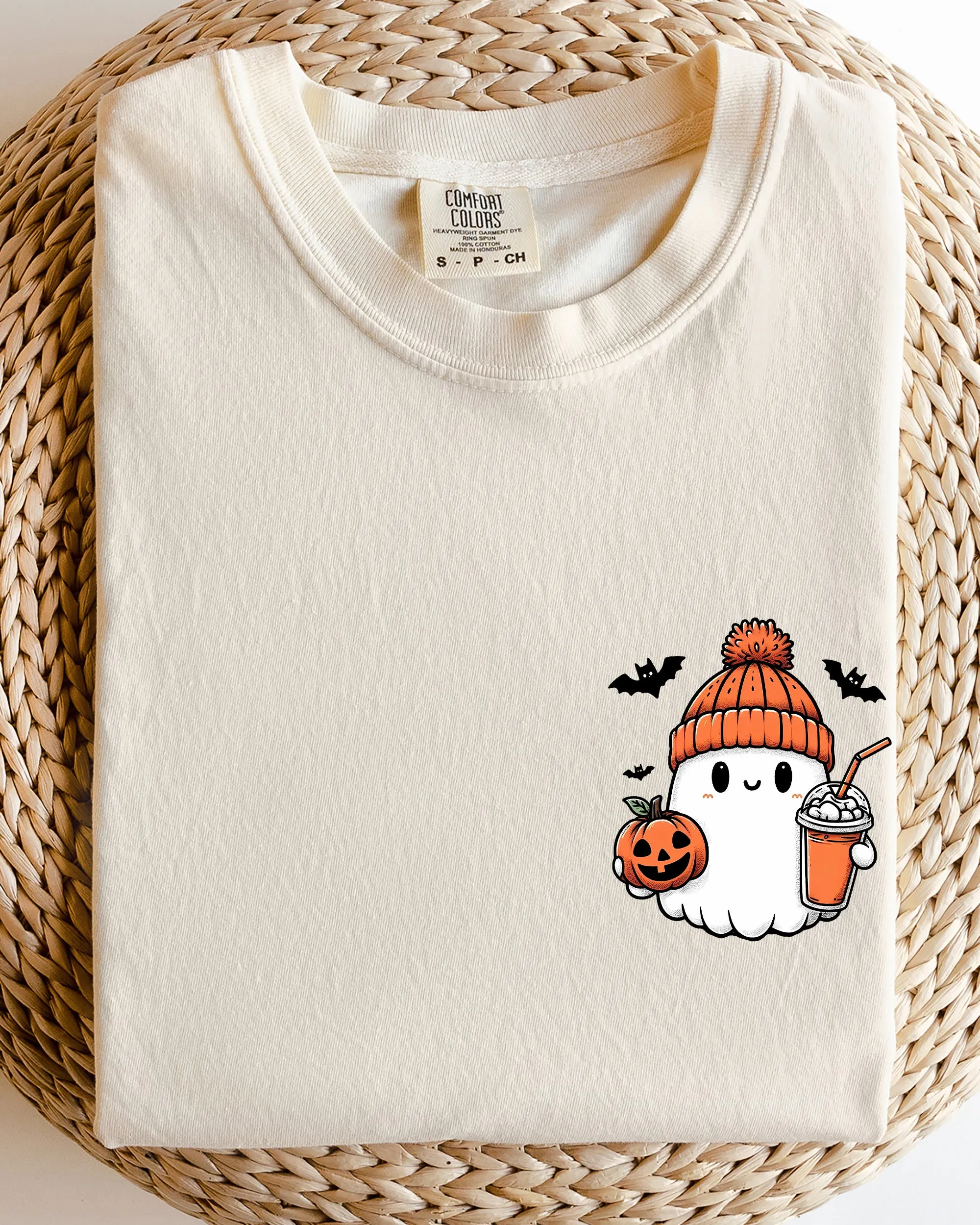 Cute Orange Ghost, Pocket Print, Halloween, Coffee, Bats Shirt Comfort Colors T-Shirt sold by Refinery Number One product image thumbnail 5