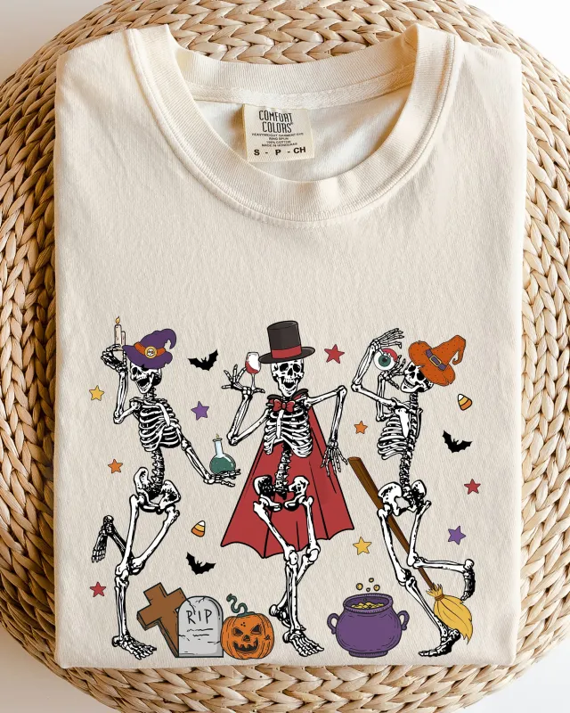 Dancing Skeleton Halloween Party, Trick or Treat, Cute, Fun, Spooky Shirt Comfort Colors T-Shirt sold by Refinery Number One