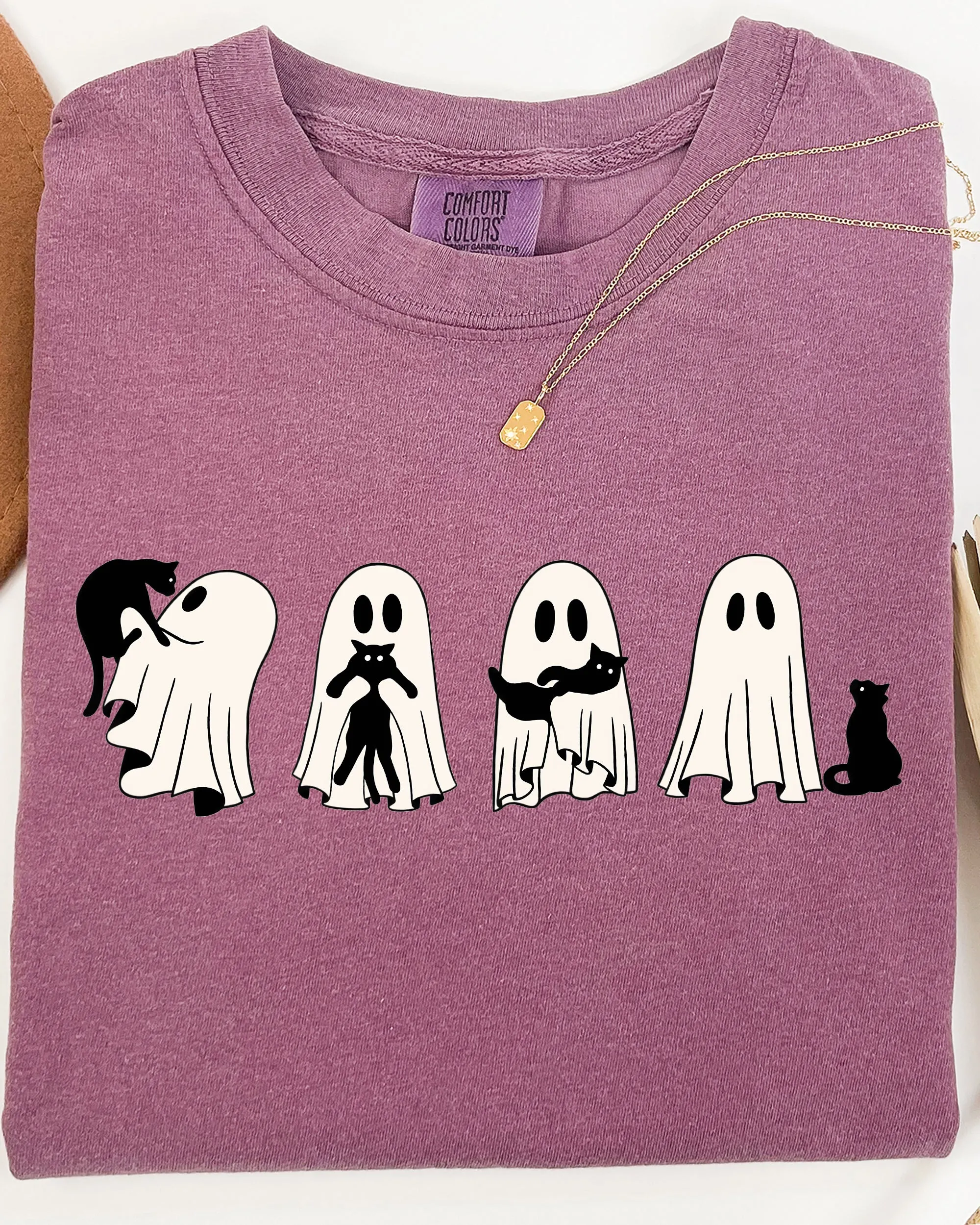 Ghost Cats, Adorable, Halloween, Witch, Skeleton, Trick or Treat Shirt Comfort Colors T-Shirt sold by Refinery Number One product image thumbnail 5