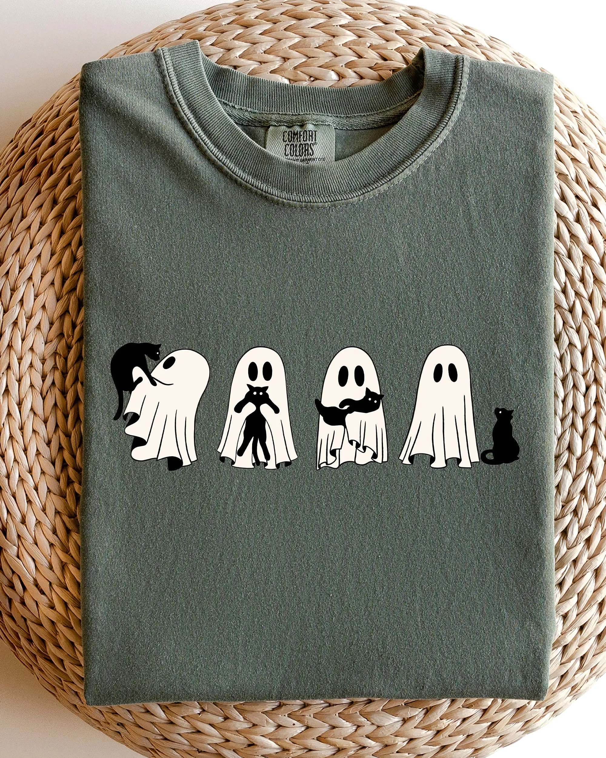 Ghost Cats, Adorable, Halloween, Witch, Skeleton, Trick or Treat Shirt Comfort Colors T-Shirt sold by Refinery Number One product image thumbnail 2