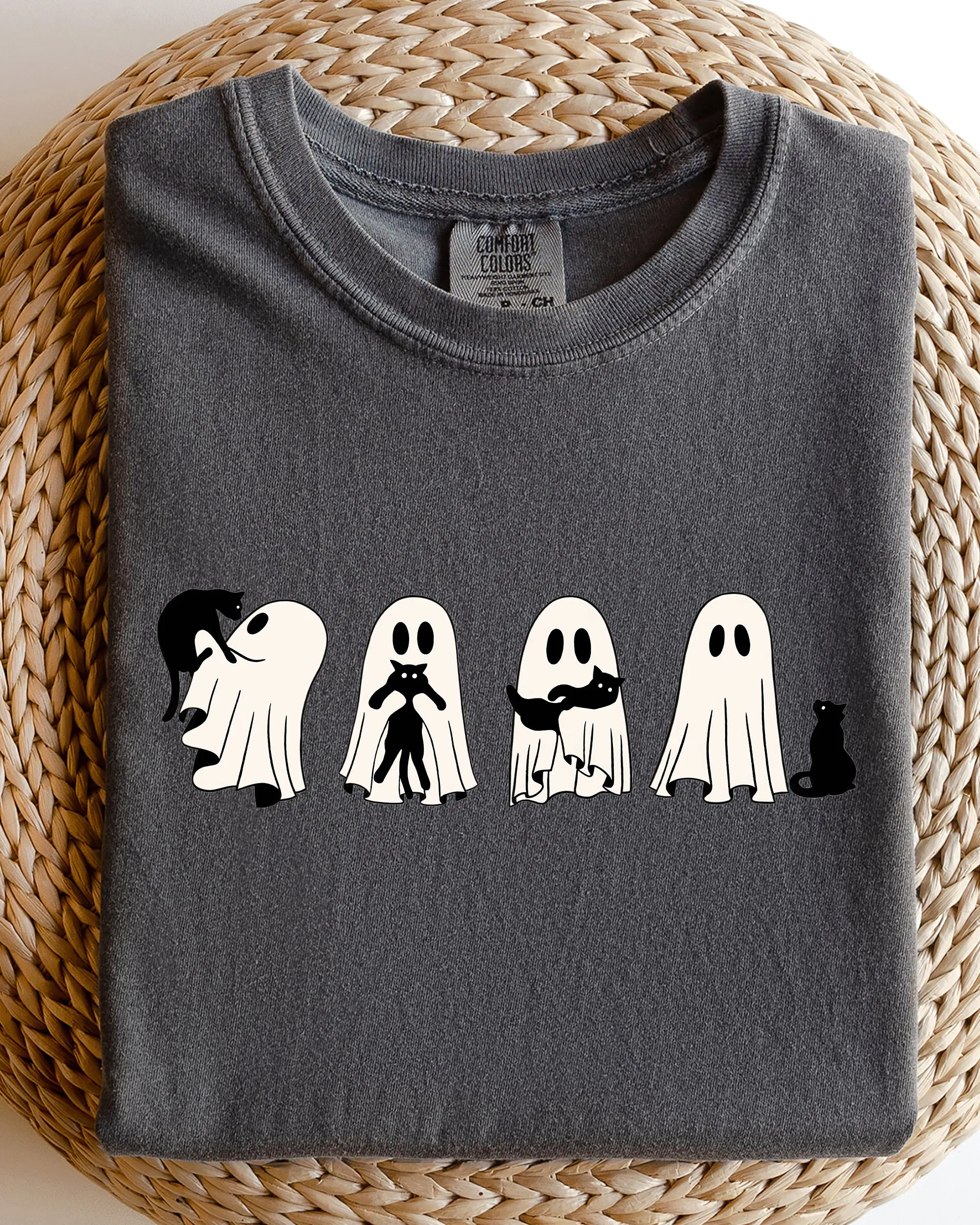 Ghost Cats, Adorable, Halloween, Witch, Skeleton, Trick or Treat Shirt Comfort Colors T-Shirt sold by Refinery Number One product image thumbnail 3