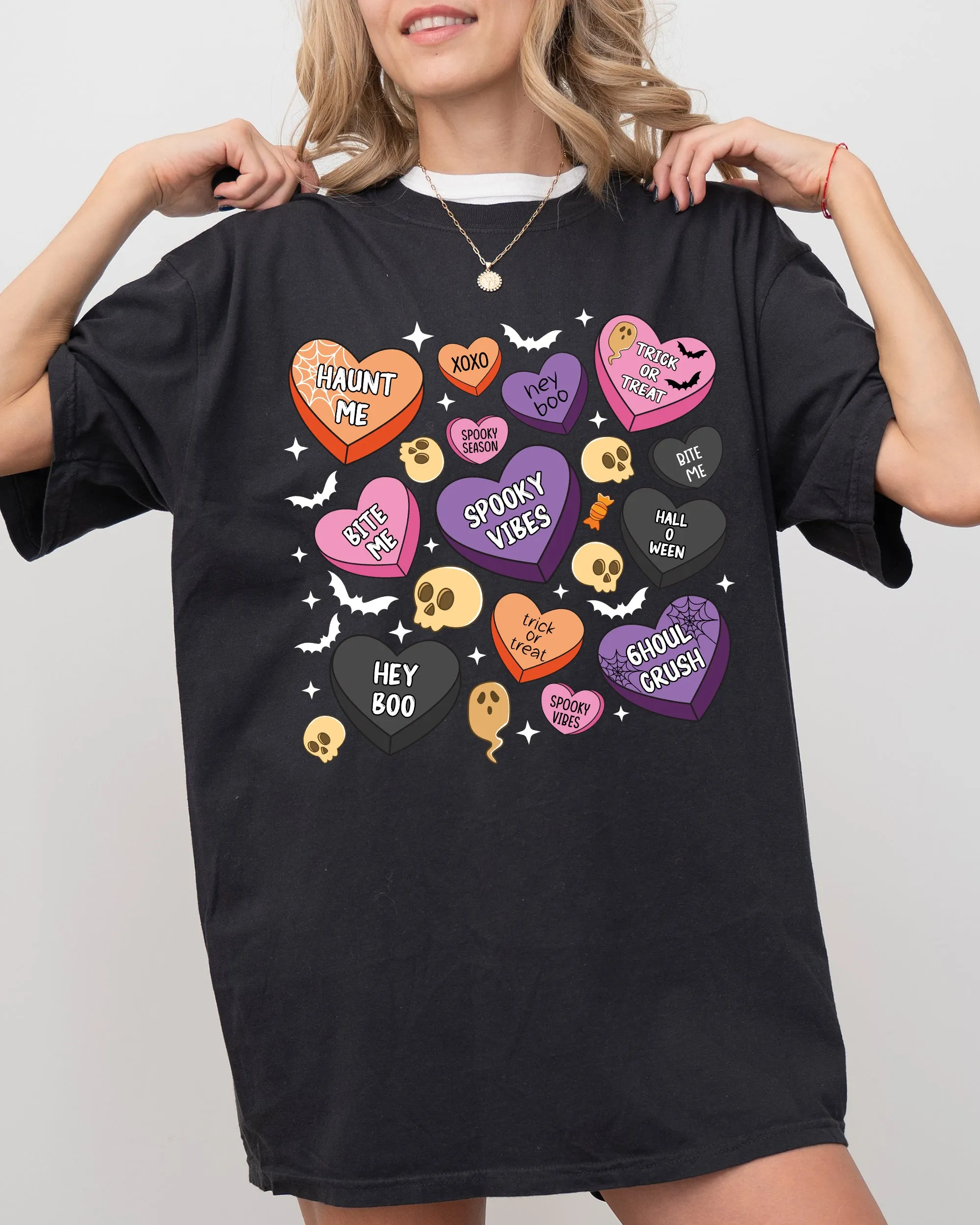 Halloween Candy Hearts, Trick or Treat, Haunted, Spooky, Witch, Cute Shirt Comfort Colors T-Shirt sold by Refinery Number One product image thumbnail 2