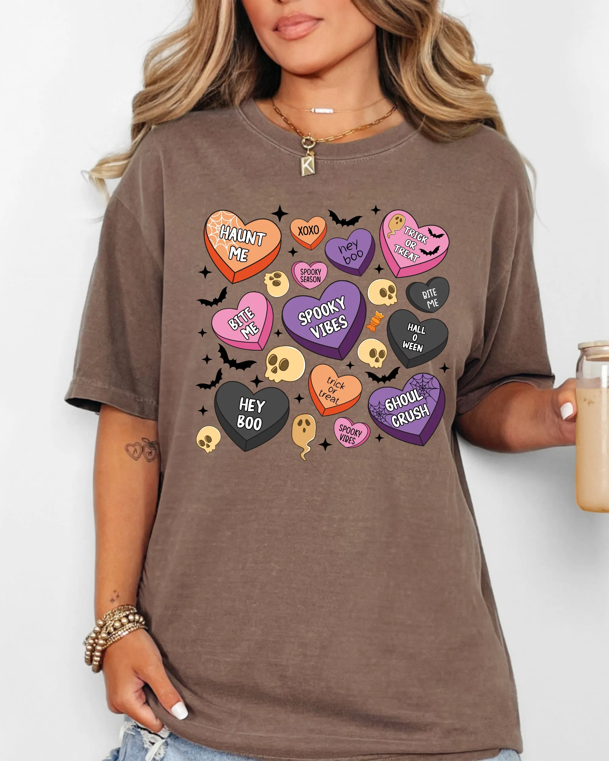 Halloween Candy Hearts, Trick or Treat, Haunted, Spooky, Witch, Cute Shirt Comfort Colors T-Shirt sold by Refinery Number One product image thumbnail 3