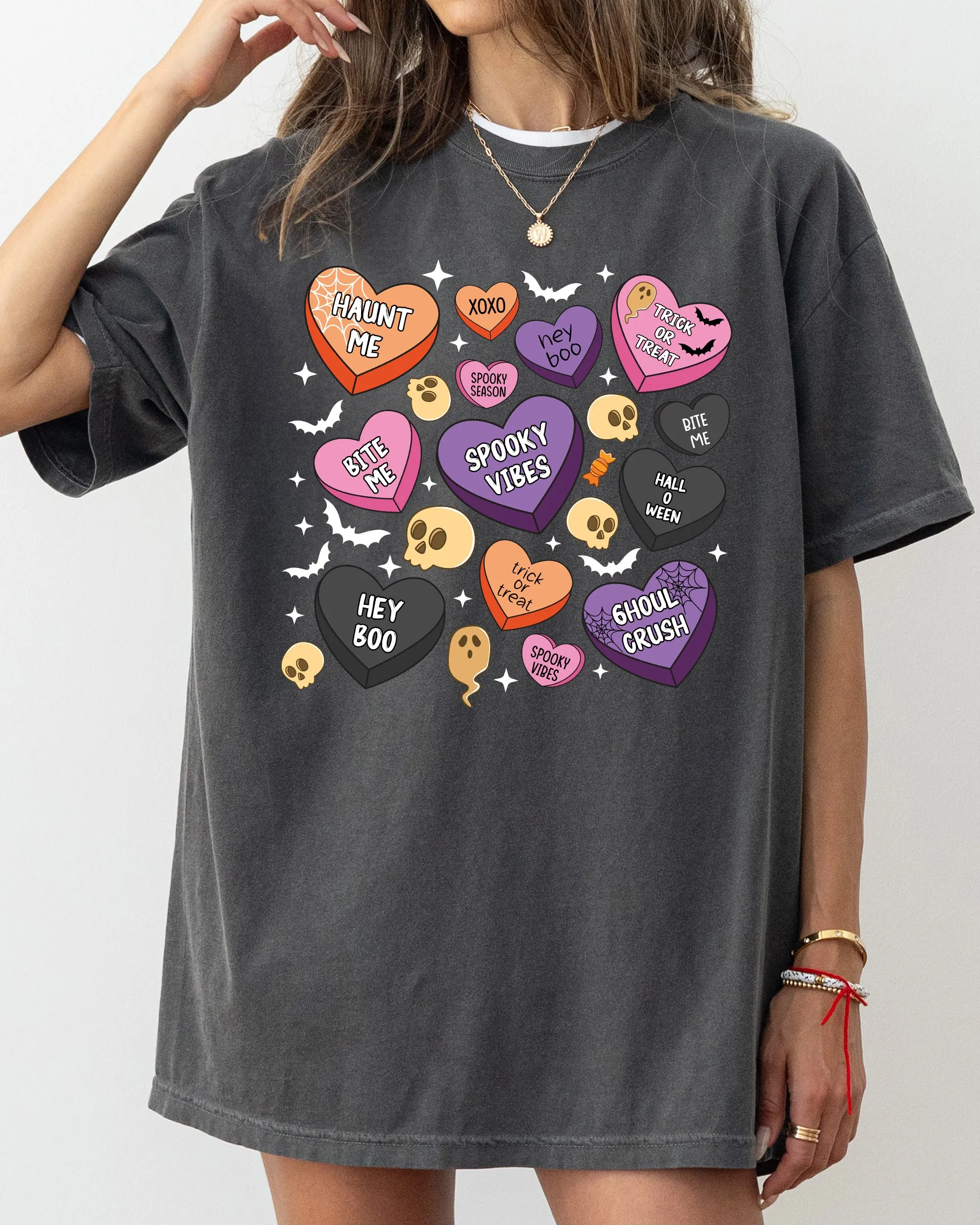 Halloween Candy Hearts, Trick or Treat, Haunted, Spooky, Witch, Cute Shirt Comfort Colors T-Shirt sold by Refinery Number One