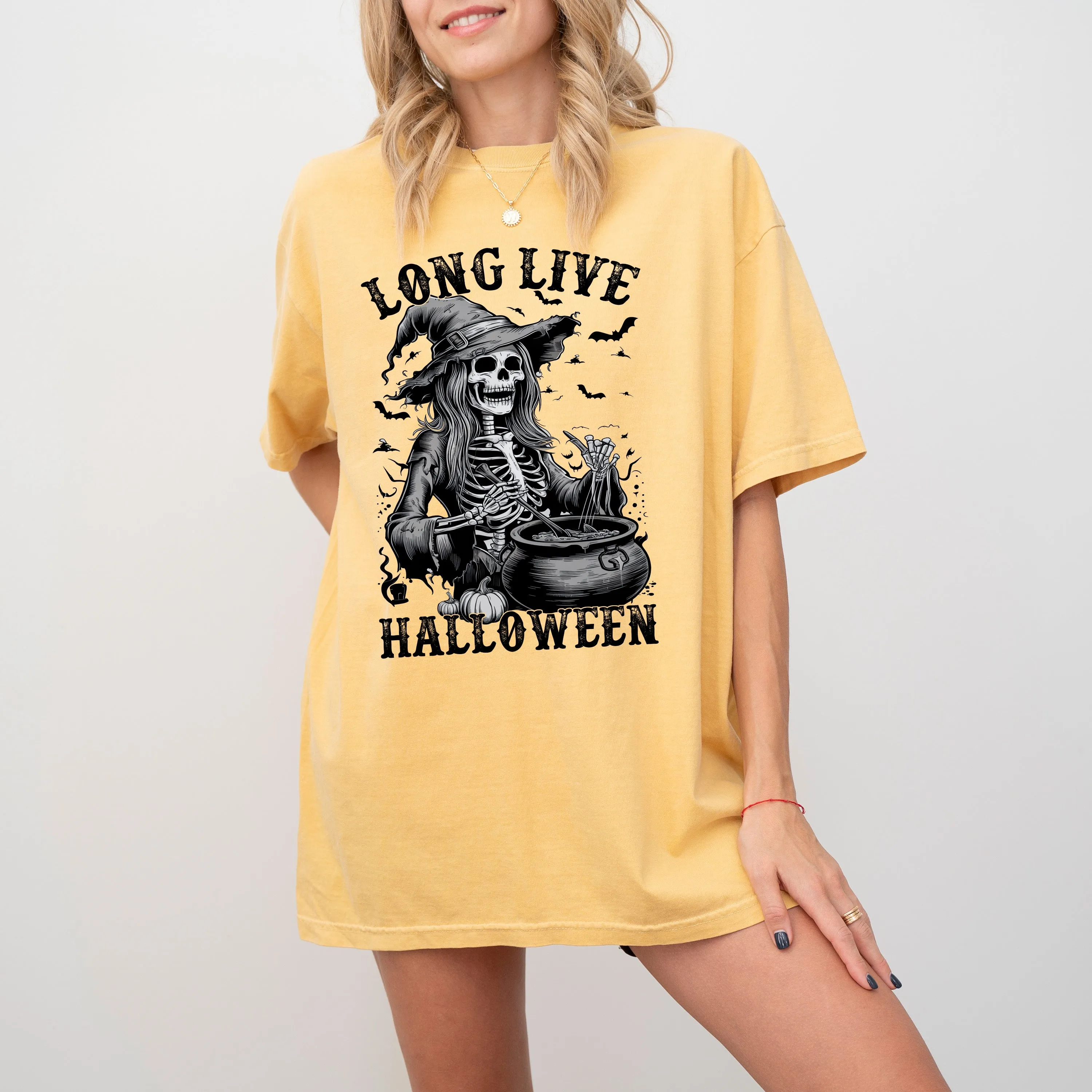 Long Live Halloween, Witch Skeleton, Bats, Spooky, Zombie Shirt Comfort Colors T-Shirt sold by Refinery Number One product image thumbnail 4