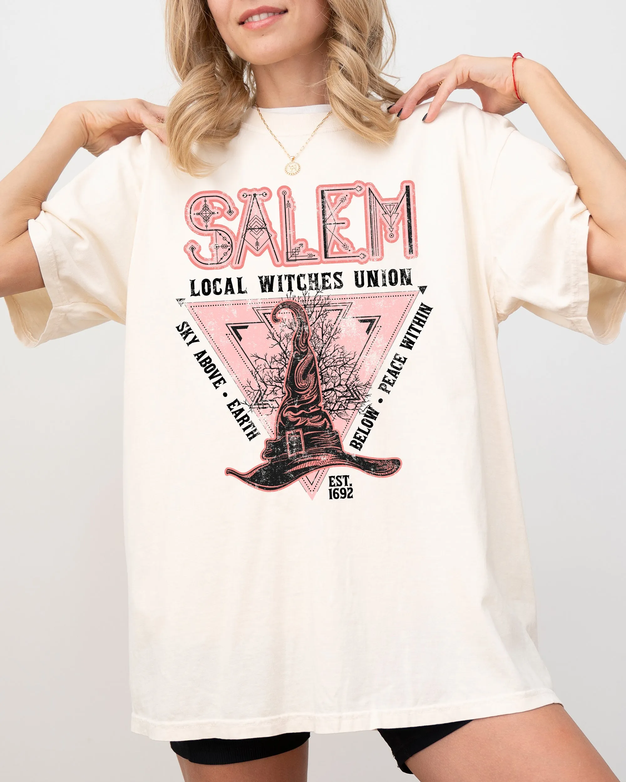 Salem Witches Union, 1692, Halloween, Sky Above, Earth Below, Peace Within, Local Witch Union, Fun Shirt Comfort Colors T-Shirt sold by Refinery Number One product image thumbnail 4