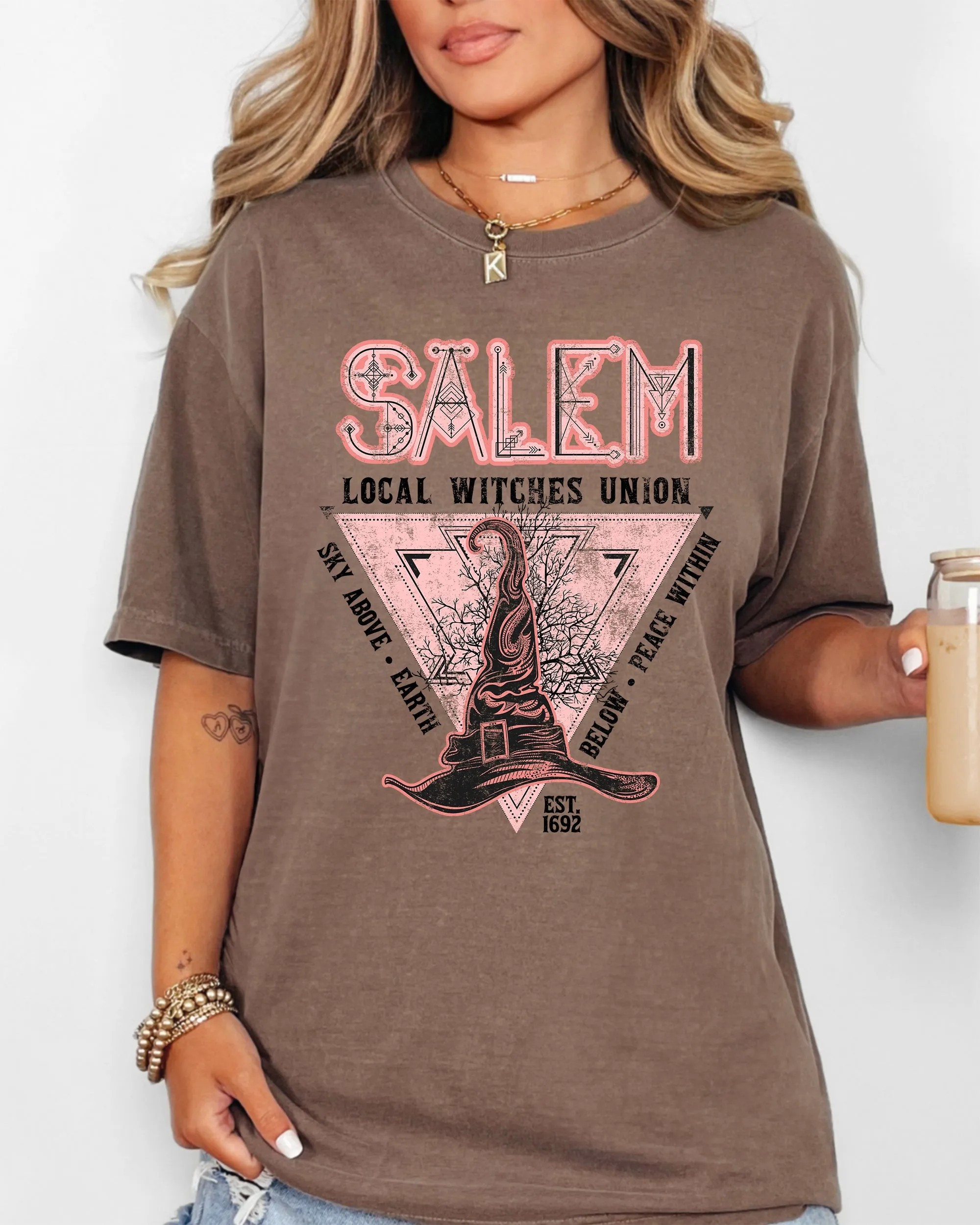 Salem Witches Union, 1692, Halloween, Sky Above, Earth Below, Peace Within, Local Witch Union, Fun Shirt Comfort Colors T-Shirt sold by Refinery Number One product image thumbnail 2