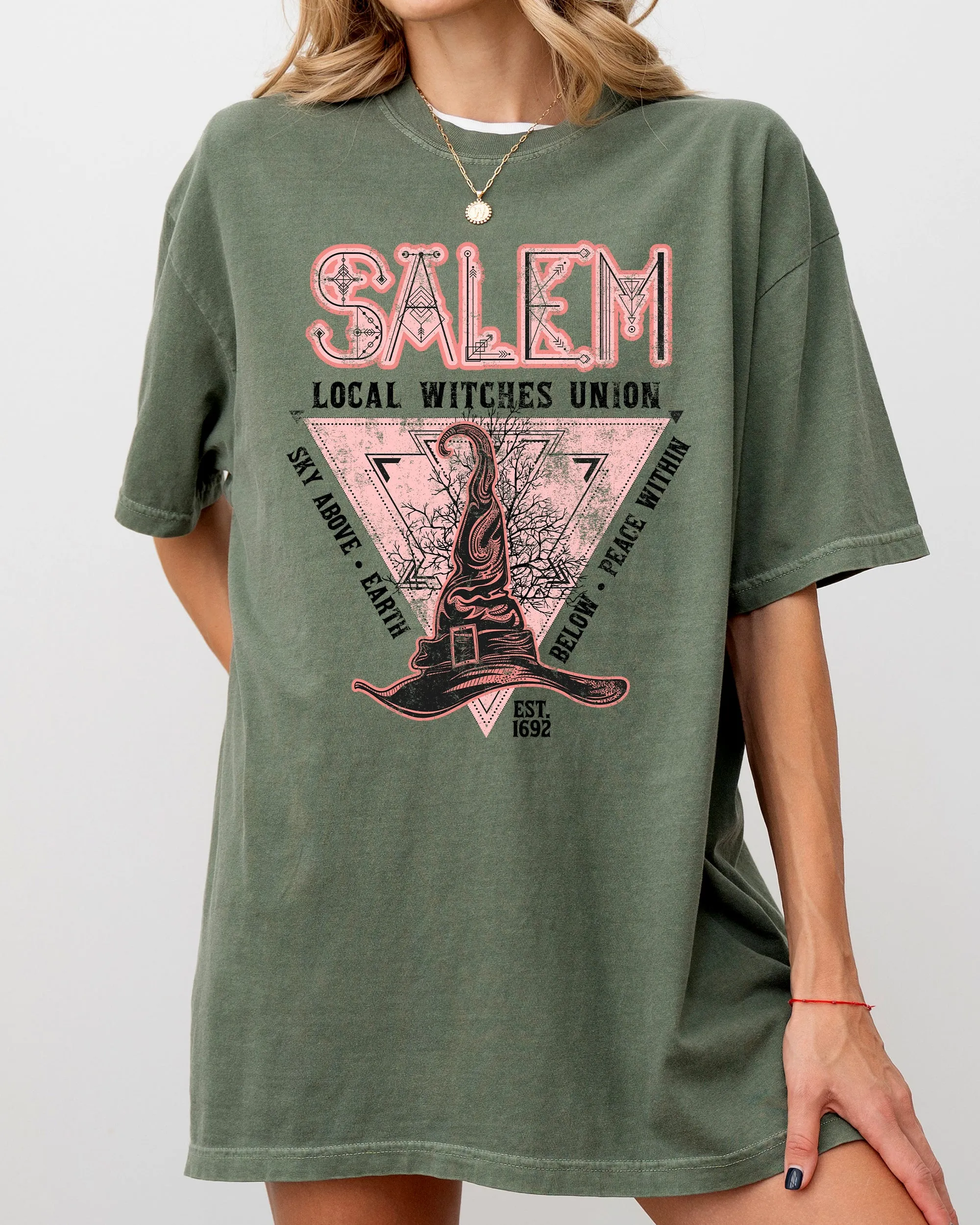Salem Witches Union, 1692, Halloween, Sky Above, Earth Below, Peace Within, Local Witch Union, Fun Shirt Comfort Colors T-Shirt sold by Refinery Number One product image thumbnail 3