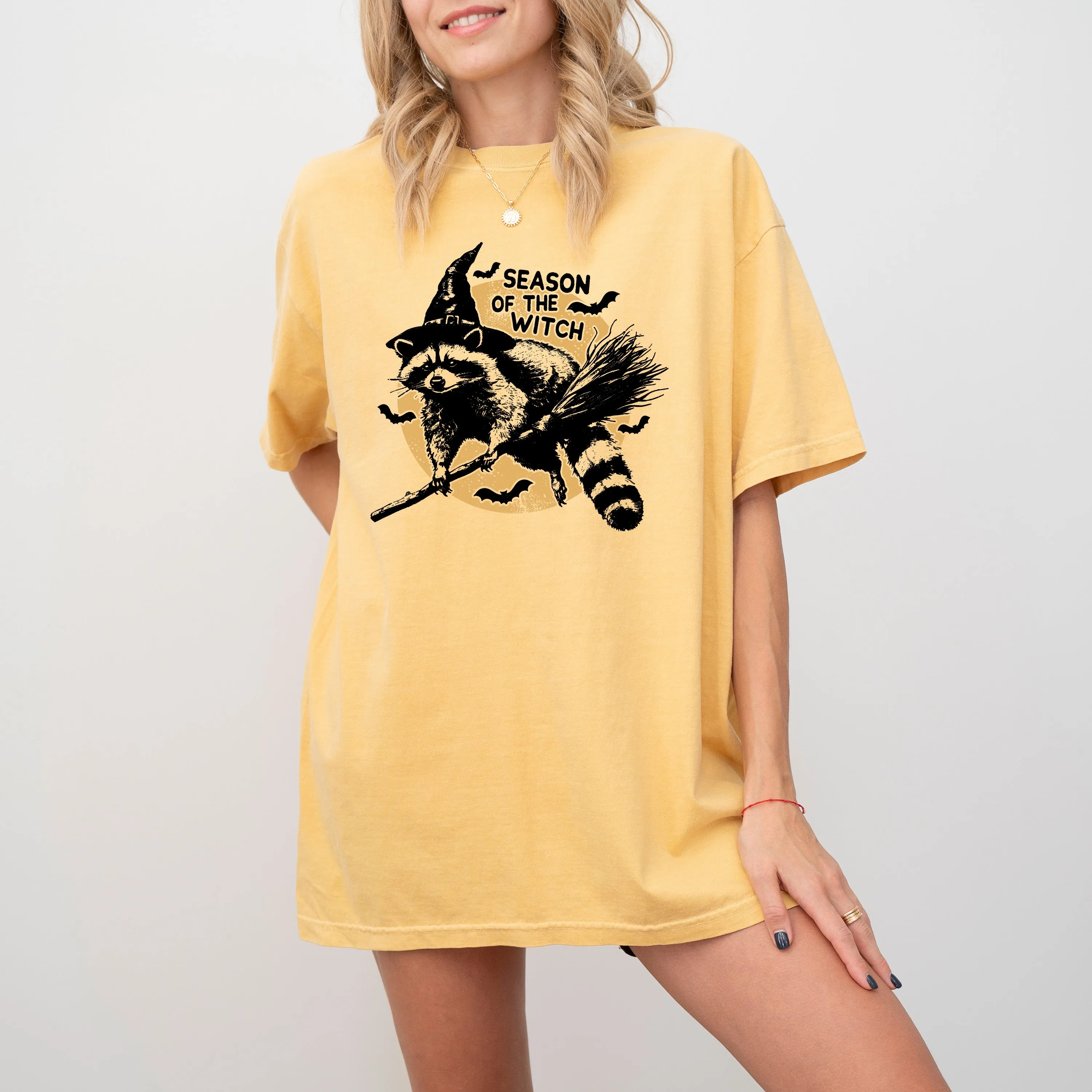 Season Of The Witch, Cute Raccoon, Halloween, Meme, Bats, Moon, Spooky, Feral Shirt Comfort Colors T-Shirt sold by Refinery Number One product image thumbnail 3