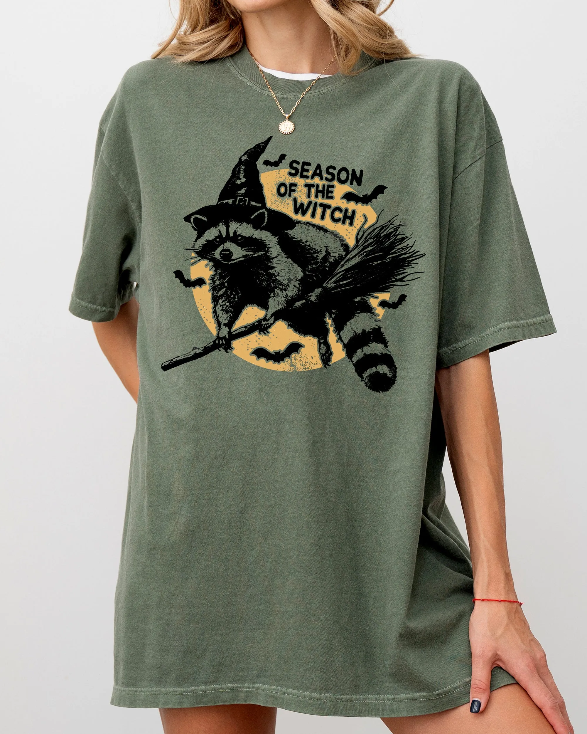 Season Of The Witch, Cute Raccoon, Halloween, Meme, Bats, Moon, Spooky, Feral Shirt Comfort Colors T-Shirt sold by Refinery Number One product image thumbnail 2