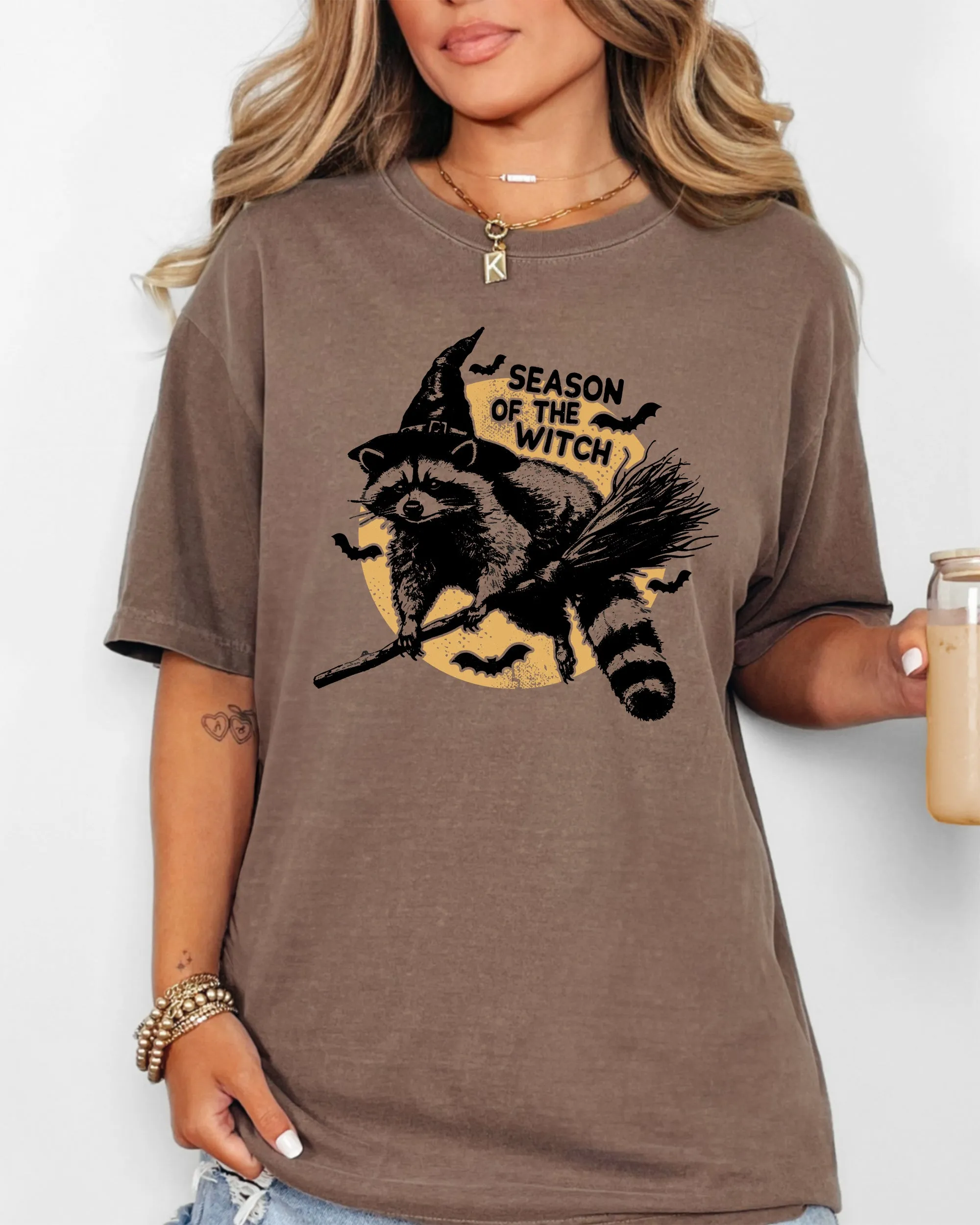 Season Of The Witch, Cute Raccoon, Halloween, Meme, Bats, Moon, Spooky, Feral Shirt Comfort Colors T-Shirt sold by Refinery Number One product image thumbnail 4
