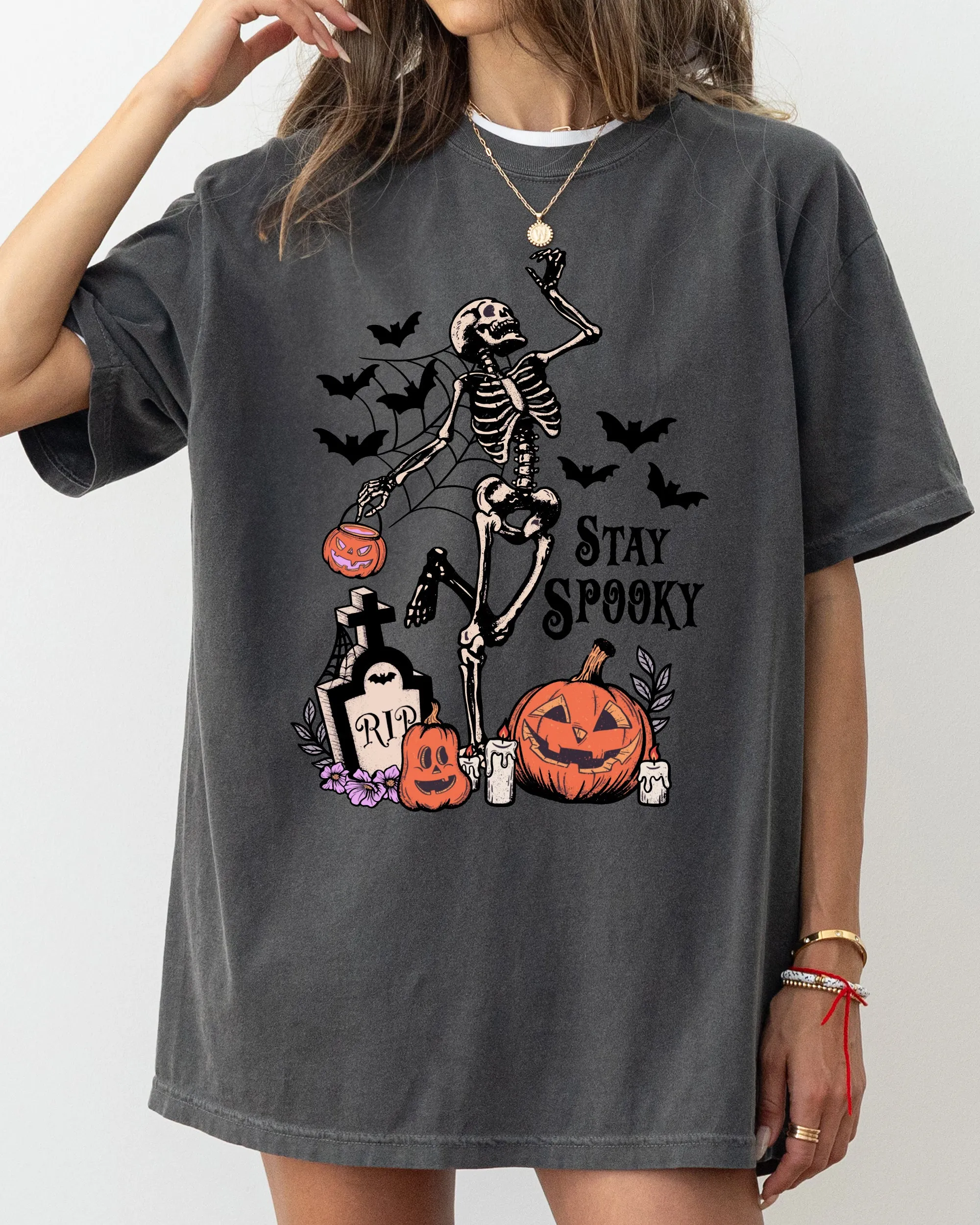 Stay Spooky, Skeleton Dancing, Halloween, Jack-o-lantern Shirt Comfort Colors T-Shirt sold by Refinery Number One product image thumbnail 5