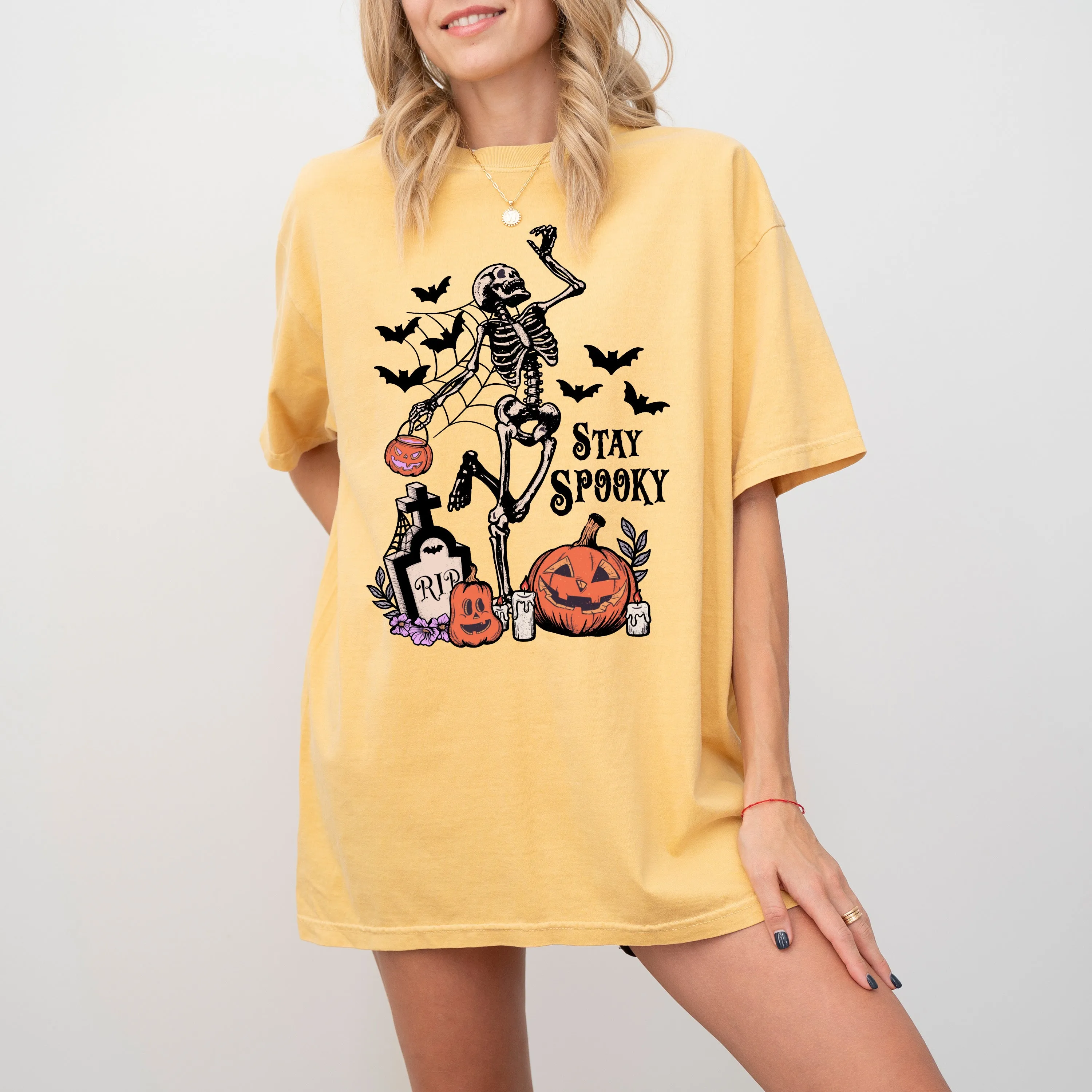 Stay Spooky, Skeleton Dancing, Halloween, Jack-o-lantern Shirt Comfort Colors T-Shirt sold by Refinery Number One product image thumbnail 2