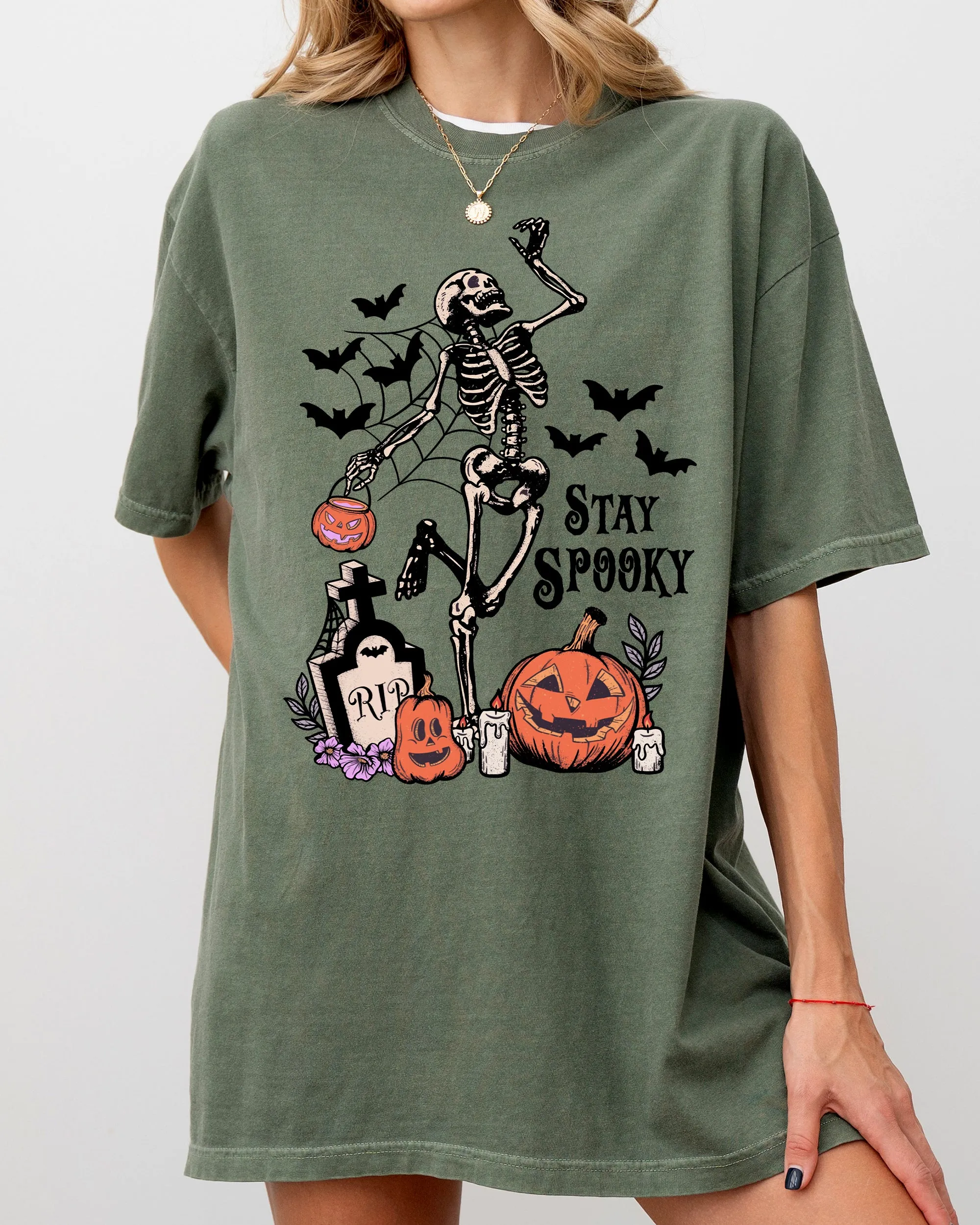 Stay Spooky, Skeleton Dancing, Halloween, Jack-o-lantern Shirt Comfort Colors T-Shirt sold by Refinery Number One product image thumbnail 3