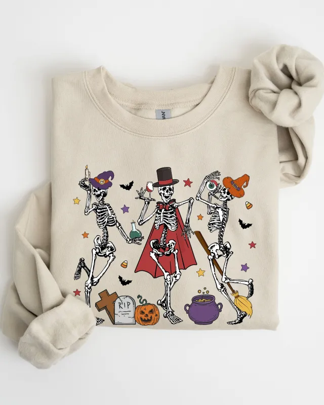 Dancing Skeleton Halloween Party, Trick or Treat, Cute, Fun, Spooky Sweatshirt sold by Refinery Number One