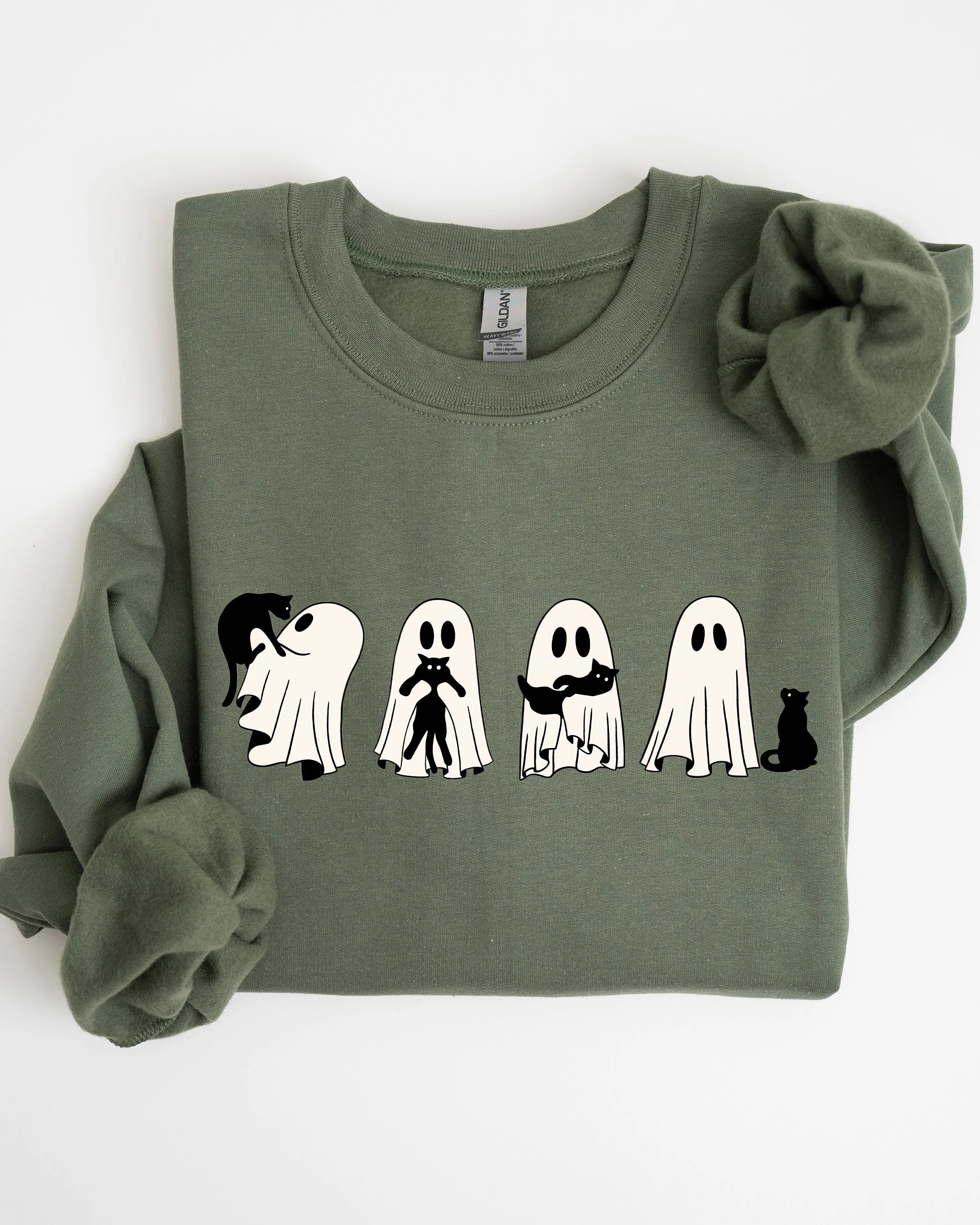 Ghost Cats, Adorable, Halloween, Witch, Skeleton, Trick or Treat Sweatshirt sold by Refinery Number One product image thumbnail 3