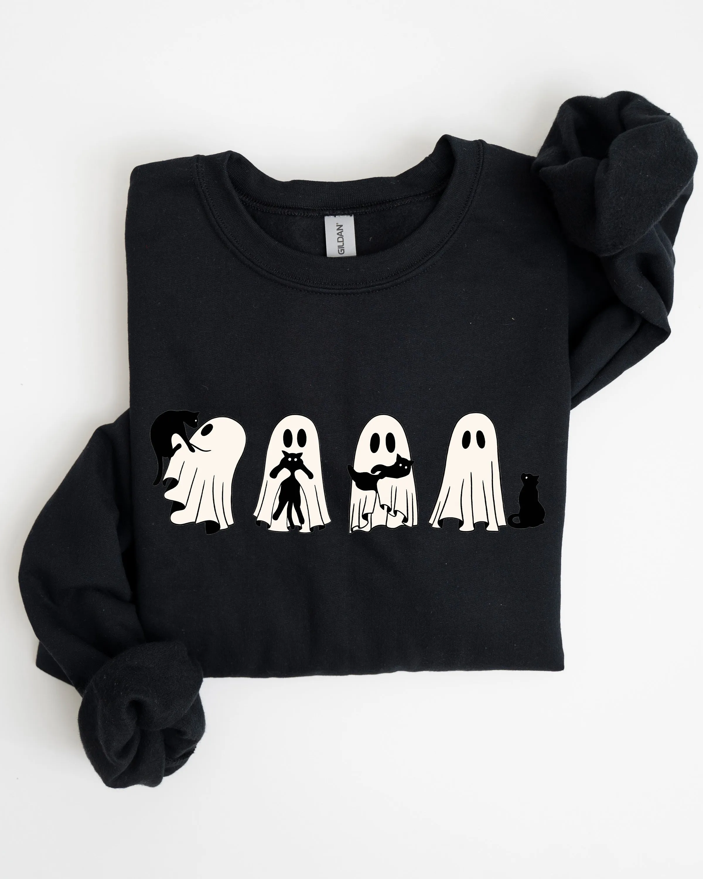 Ghost Cats, Adorable, Halloween, Witch, Skeleton, Trick or Treat Sweatshirt sold by Refinery Number One product image thumbnail 4
