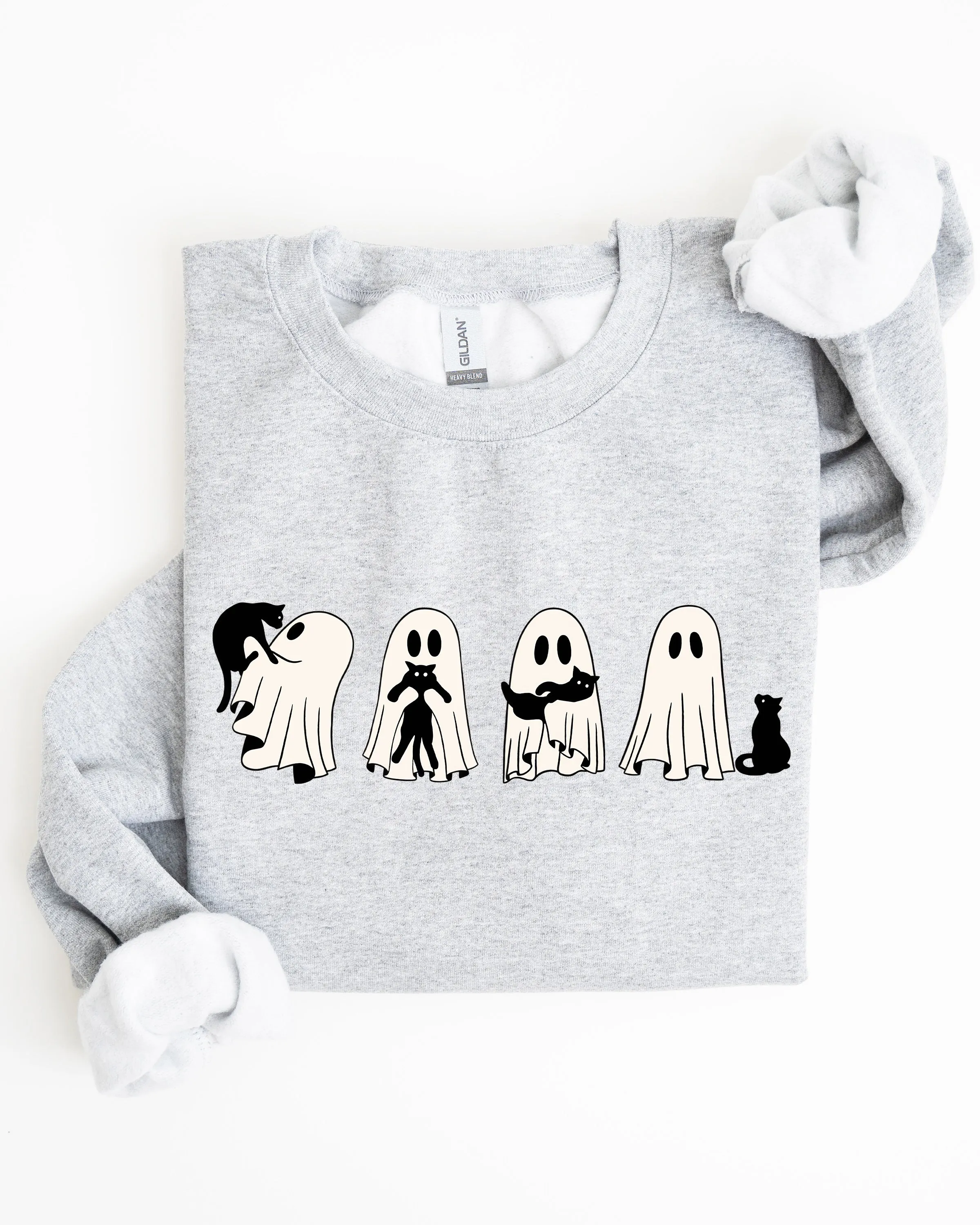 Ghost Cats, Adorable, Halloween, Witch, Skeleton, Trick or Treat Sweatshirt sold by Refinery Number One product image thumbnail 2