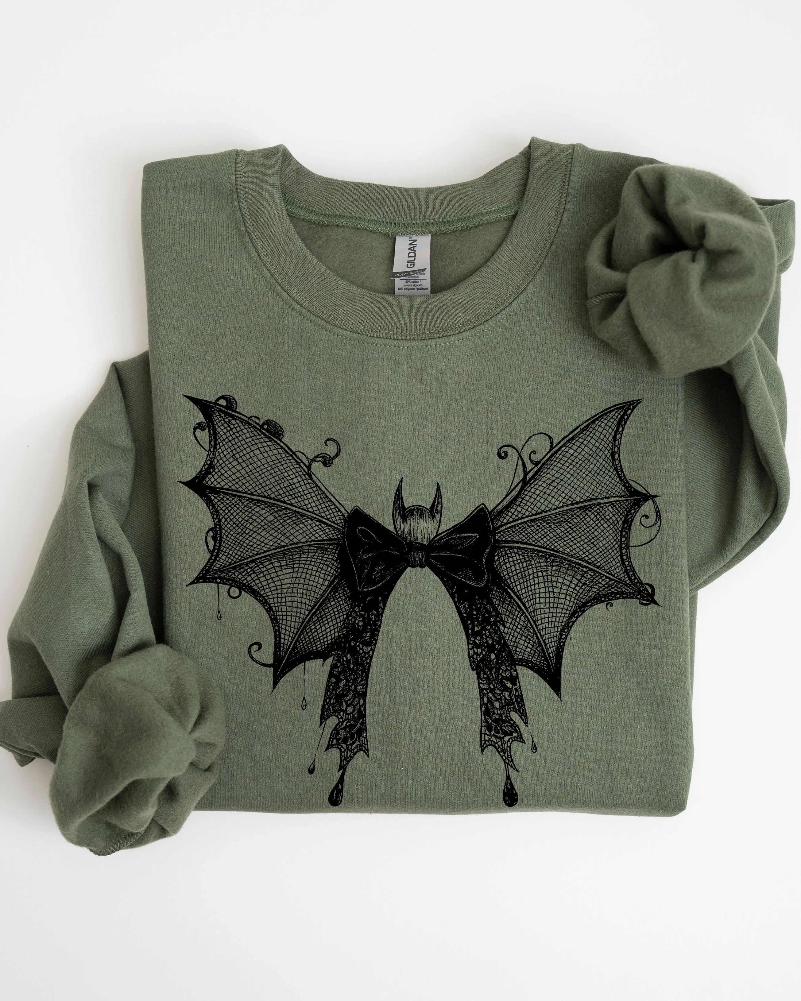Halloween Bat, Lace, Gothic, Goth, Fashion, Spooky, Witch Sweatshirt sold by Refinery Number One product image thumbnail 5