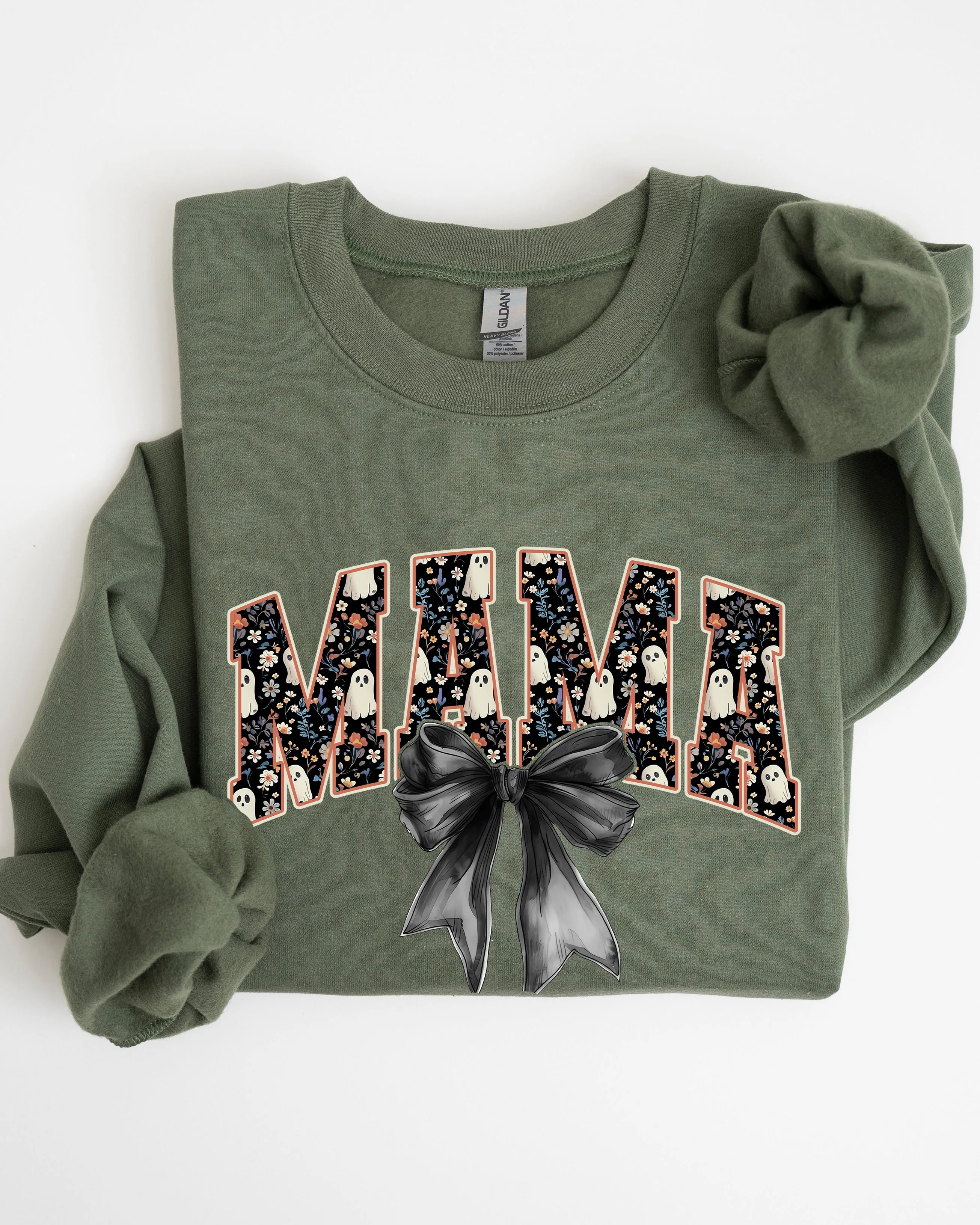 Mama, Halloween, Bow, Ribbon, Goth, Spooky, Witch, Varsity, Collegiate Sweatshirt sold by Refinery Number One product image thumbnail 4