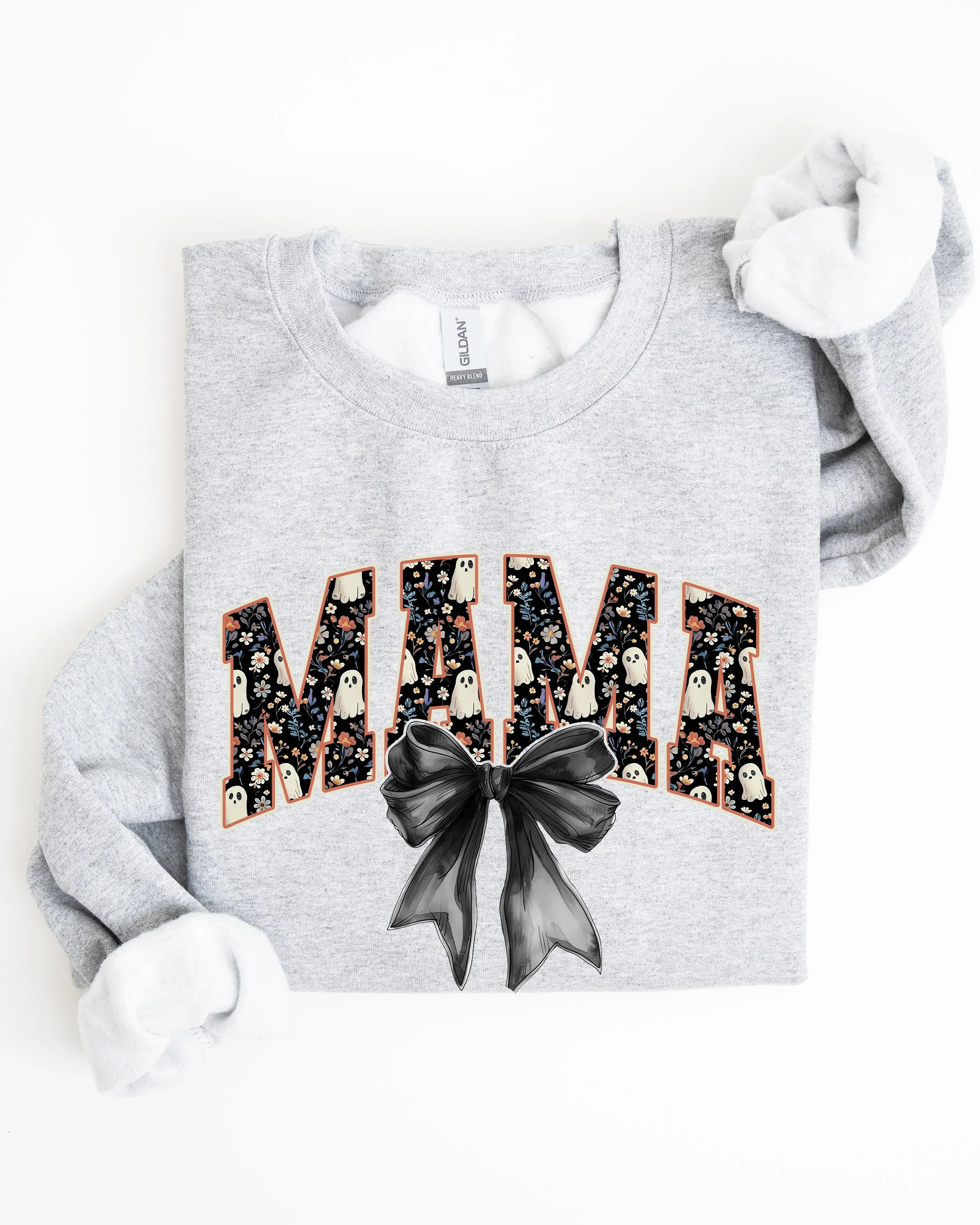 Mama, Halloween, Bow, Ribbon, Goth, Spooky, Witch, Varsity, Collegiate Sweatshirt sold by Refinery Number One product image thumbnail 2