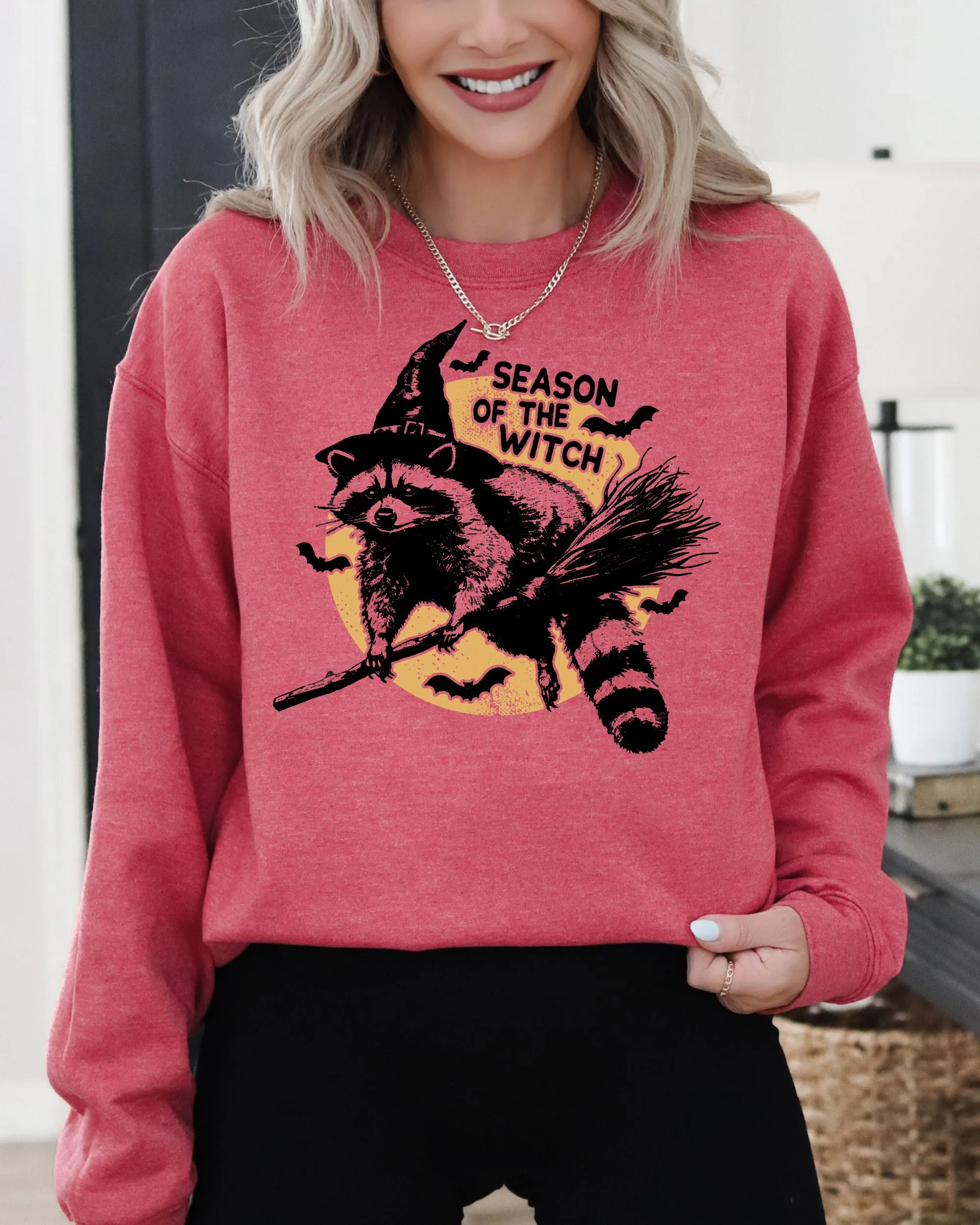 Season Of The Witch, Cute Raccoon, Halloween, Meme, Bats, Moon, Spooky, Feral Sweatshirt sold by Refinery Number One product image thumbnail 4