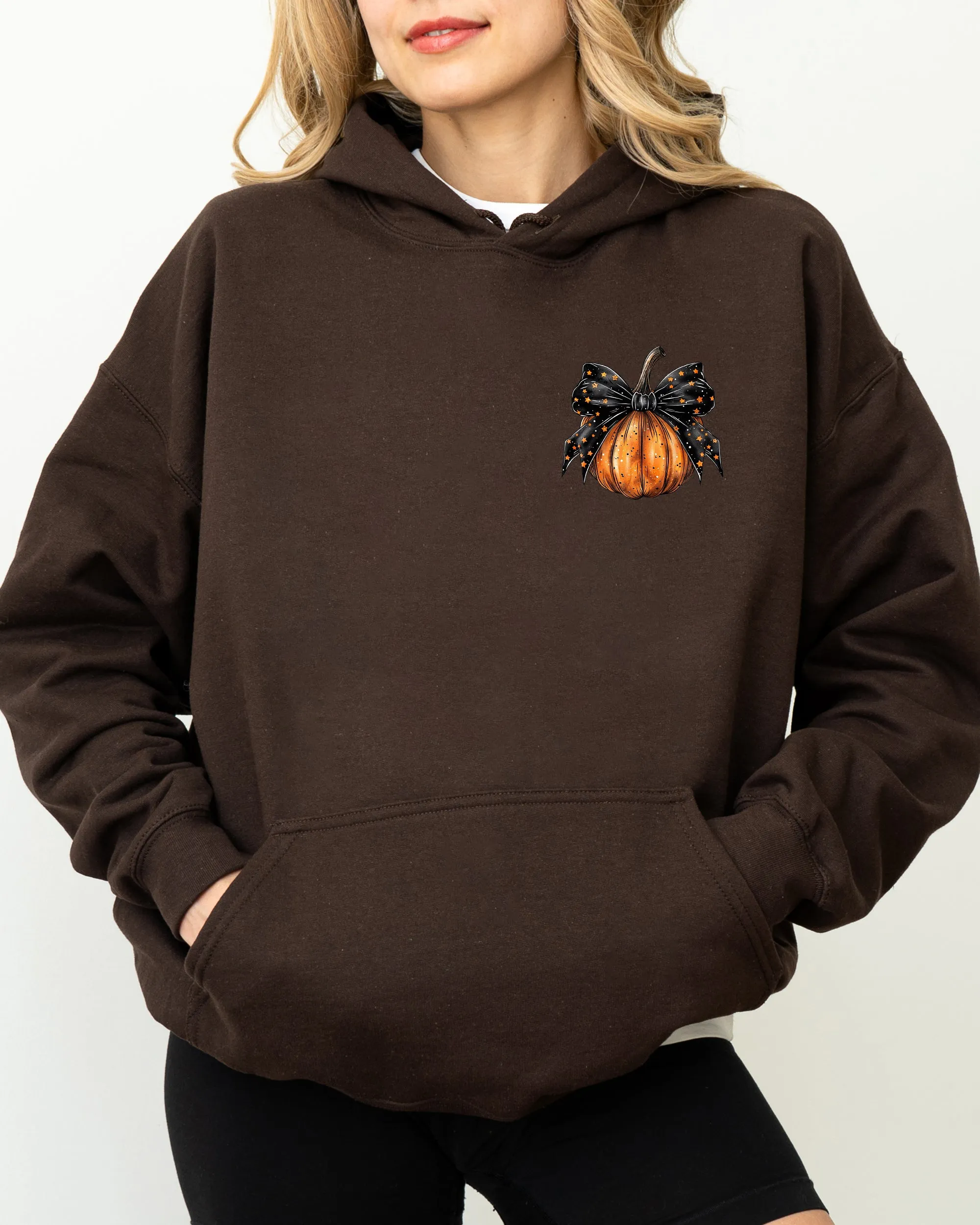Halloween Pumpkin, Ribbon, Pocket Print, Coquette, Fall, Autumn Hooded Sweatshirt sold by Refinery Number One product image thumbnail 5