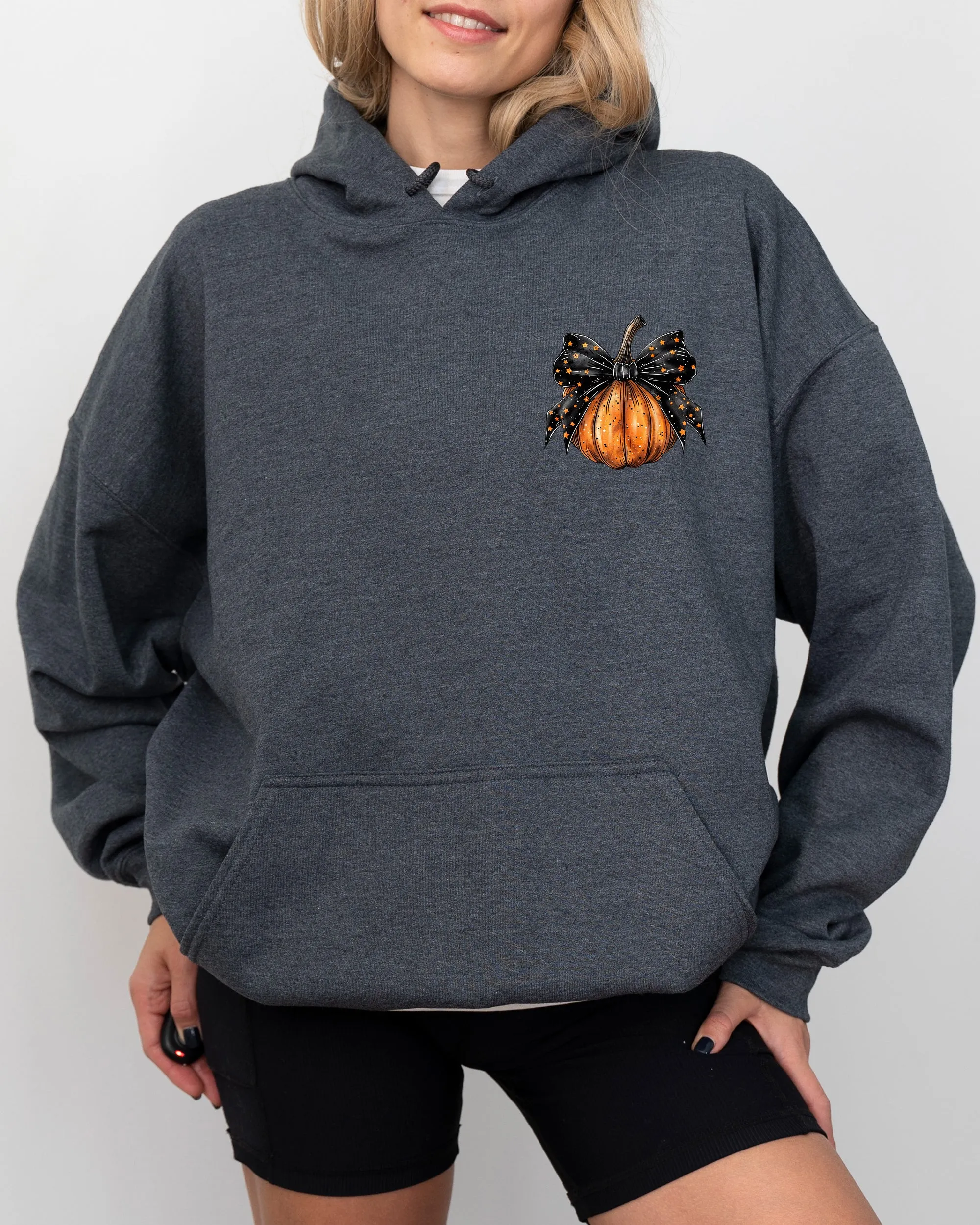 Halloween Pumpkin, Ribbon, Pocket Print, Coquette, Fall, Autumn Hooded Sweatshirt sold by Refinery Number One product image thumbnail 4