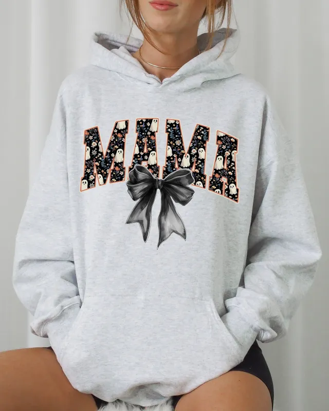 Mama, Halloween, Bow, Ribbon, Goth, Spooky, Witch, Varsity, Collegiate Hooded Sweatshirt sold by Refinery Number One