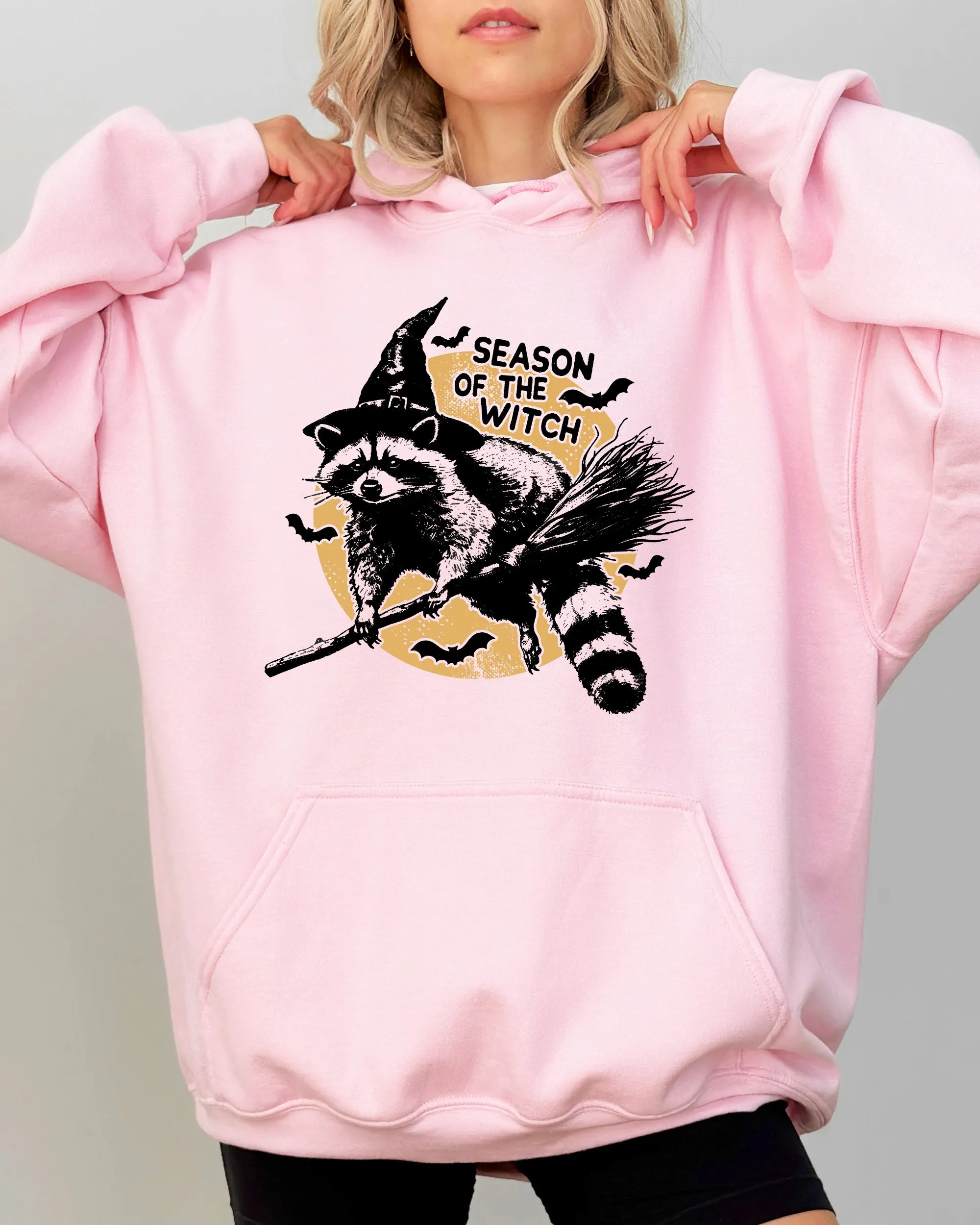 Season Of The Witch, Cute Raccoon, Halloween, Meme, Bats, Moon, Spooky, Feral Hooded Sweatshirt sold by Refinery Number One product image thumbnail 3