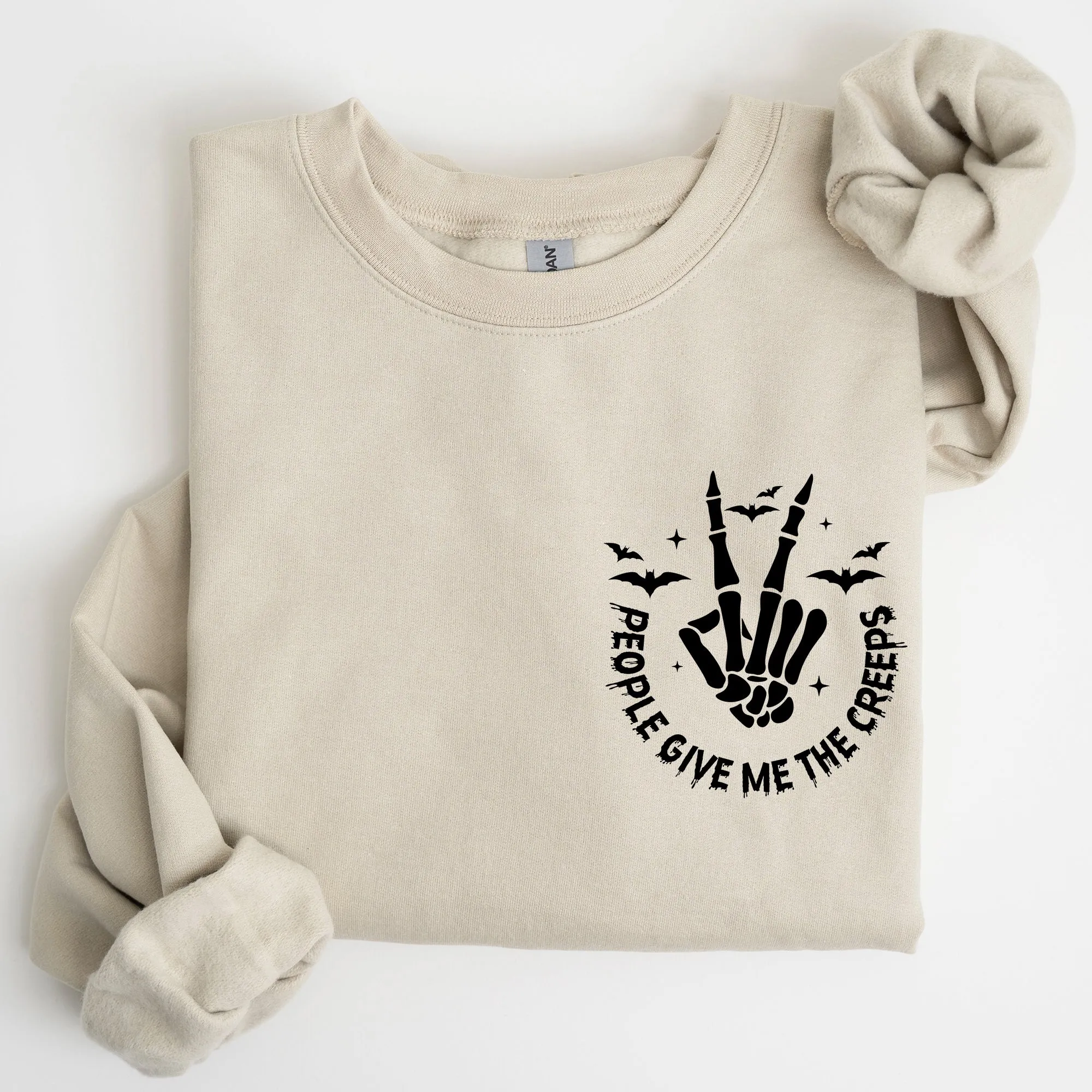 People Give Me The Creeps, Pocket Print, Skeleton, Bats, Witch, Halloween, Spooky Sweatshirt sold by Refinery Number One product image thumbnail 5