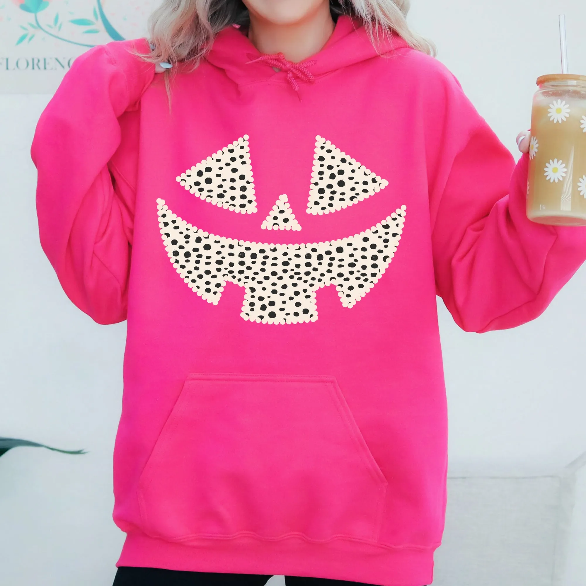 Polka Dot Jack-O-Lantern, Dalmatian, Pumpkin, Cute, Halloween, Spooky, Trick Or Treat Costume, Witch Hoodie, Hooded Sweatshirt sold by Refinery Number One product image thumbnail 2