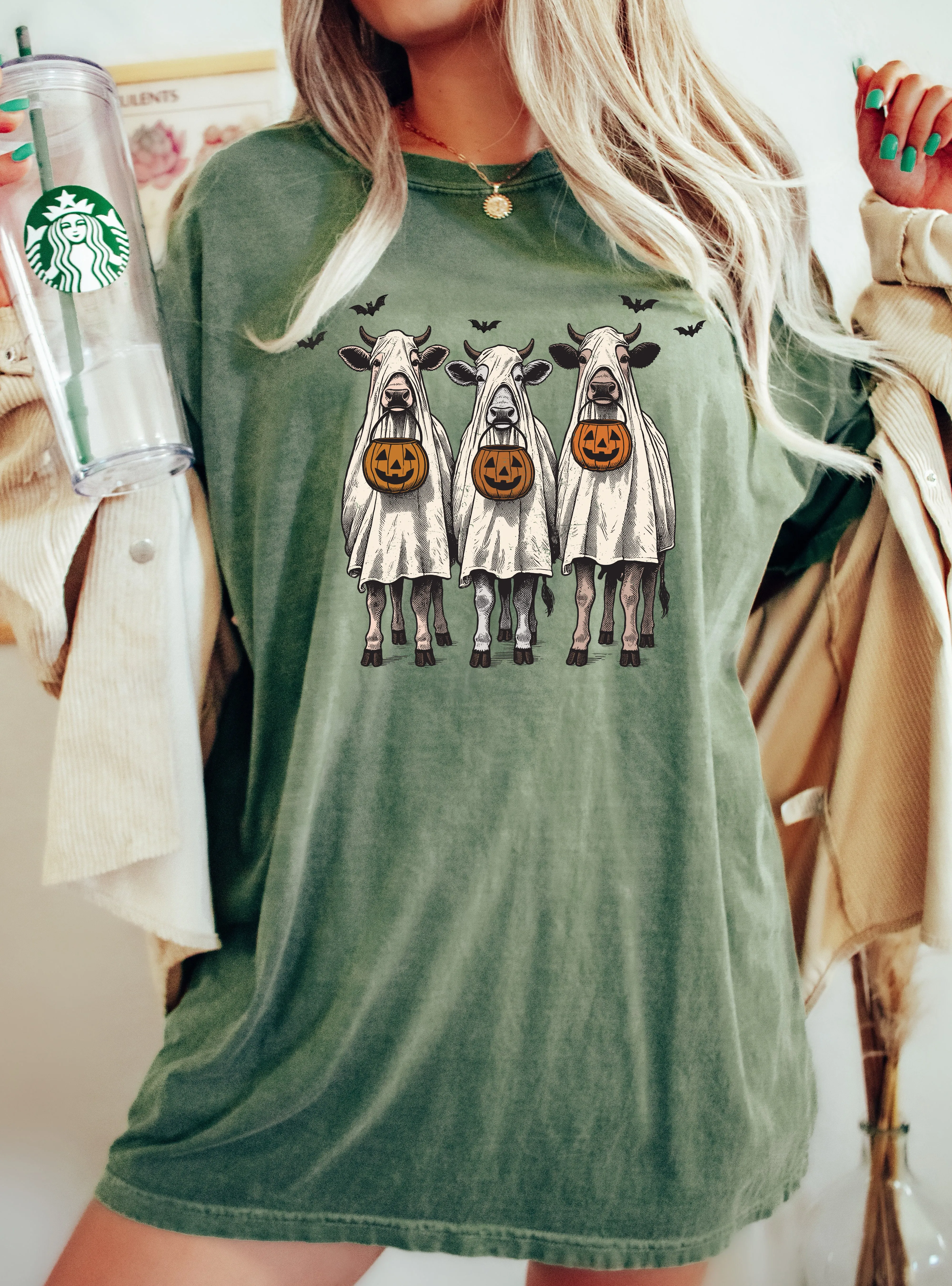 Bulls, Cow Lovers, Farm, Ghost, Western, Witch, Aesthetic, Meme, Halloween, Costume, Tshirt Comfort Colors T-Shirt sold by Refinery Number One product image thumbnail 2