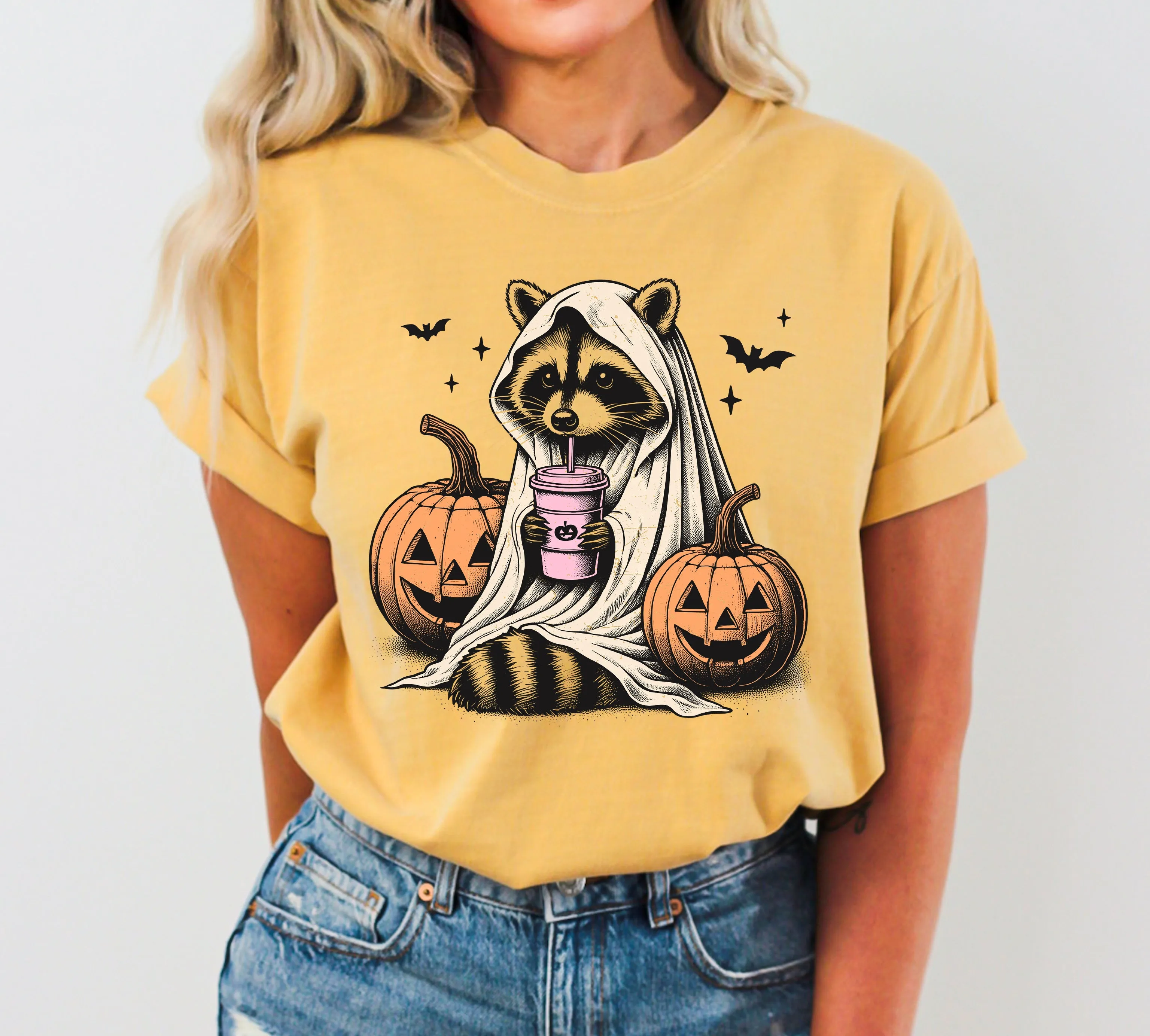 Racoon, Animal, Coffee Lovers, Farm, Ghost, Western, Witch, Aesthetic, Meme, Halloween, Costume, Tshirt Comfort Colors T-Shirt sold by Refinery Number One product image thumbnail 3