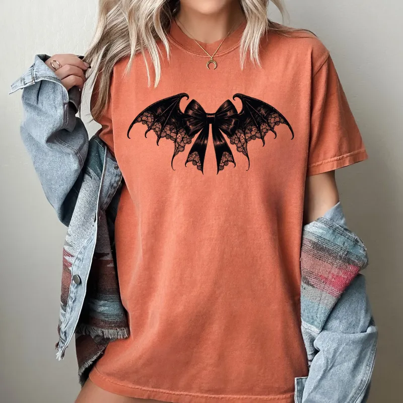 Bat Wings, Vintage Ribbon, Ghost, Western, Witch, Aesthetic, Meme, Halloween, Costume, Tshirt Comfort Colors T-Shirt sold by Refinery Number One
