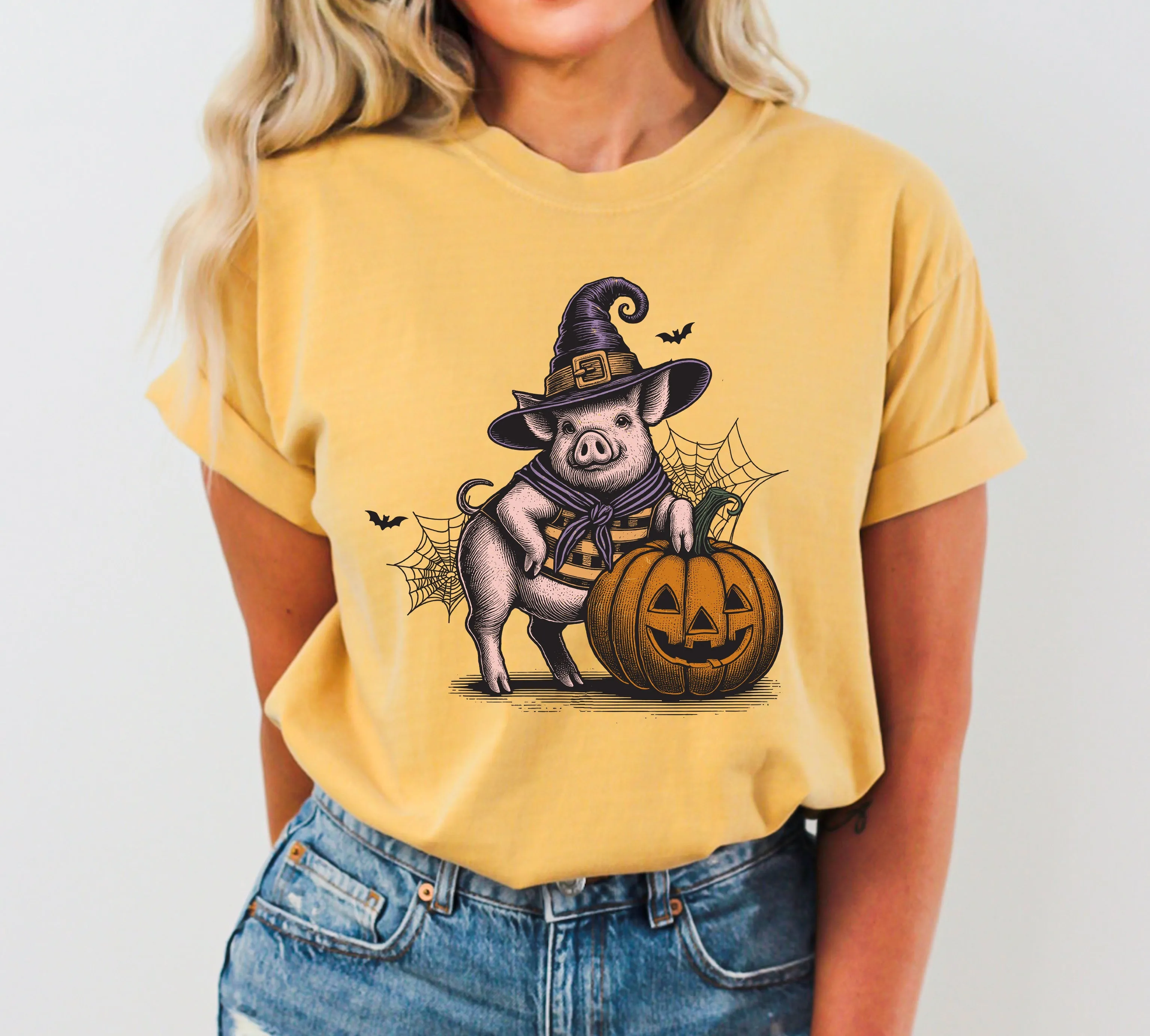 Pig, Animal Lover, Vintage, Farm, Ghost, Western, Witch, Aesthetic, Meme, Halloween, Costume, Tshirt Comfort Colors T-Shirt sold by Refinery Number One product image thumbnail 3