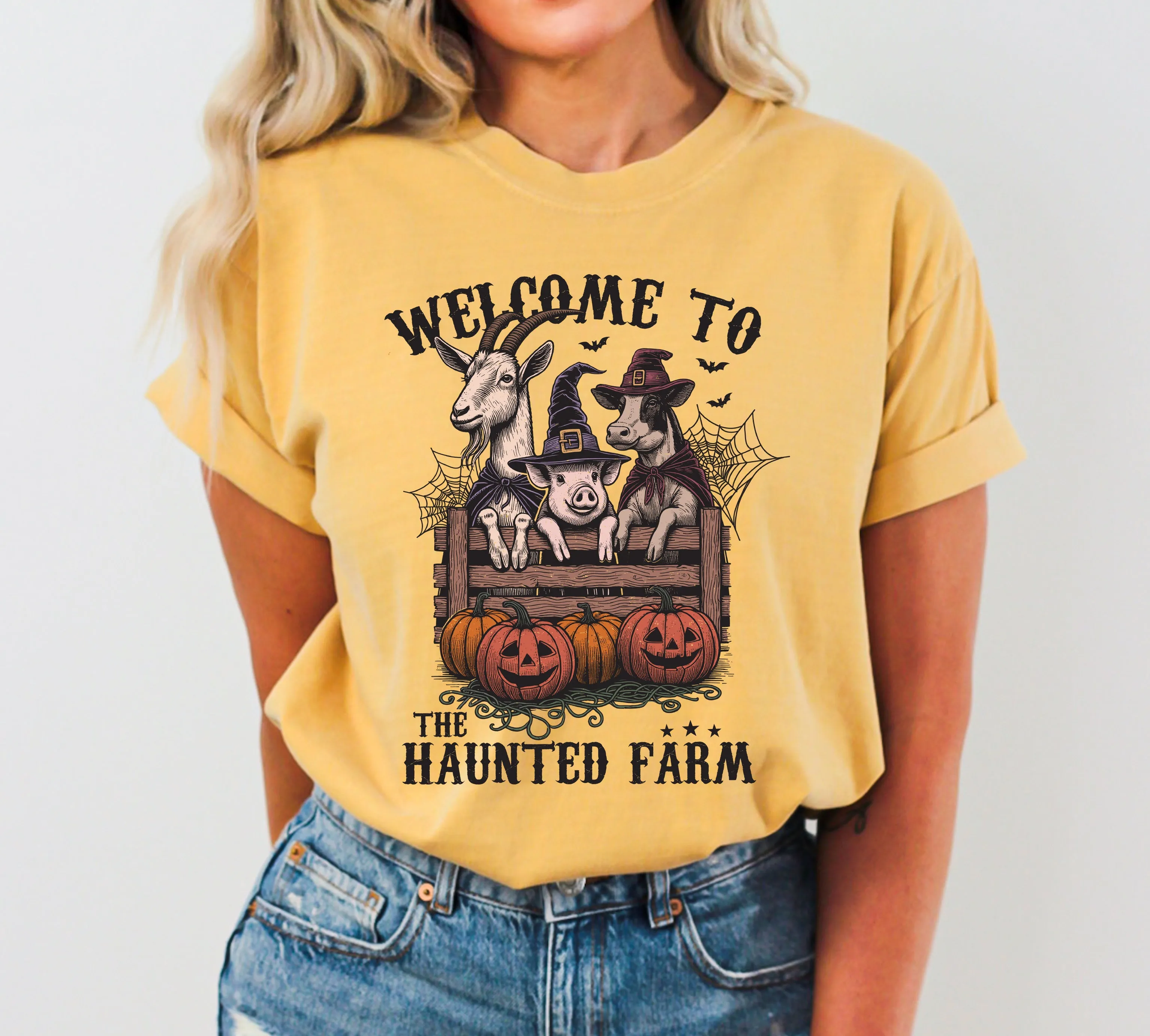 Haunted Farm, Animal Lover, Vintage, Farm, Ghost, Western, Witch, Aesthetic, Meme, Halloween, Costume, Tshirt Comfort Colors T-Shirt sold by Refinery Number One product image thumbnail 4