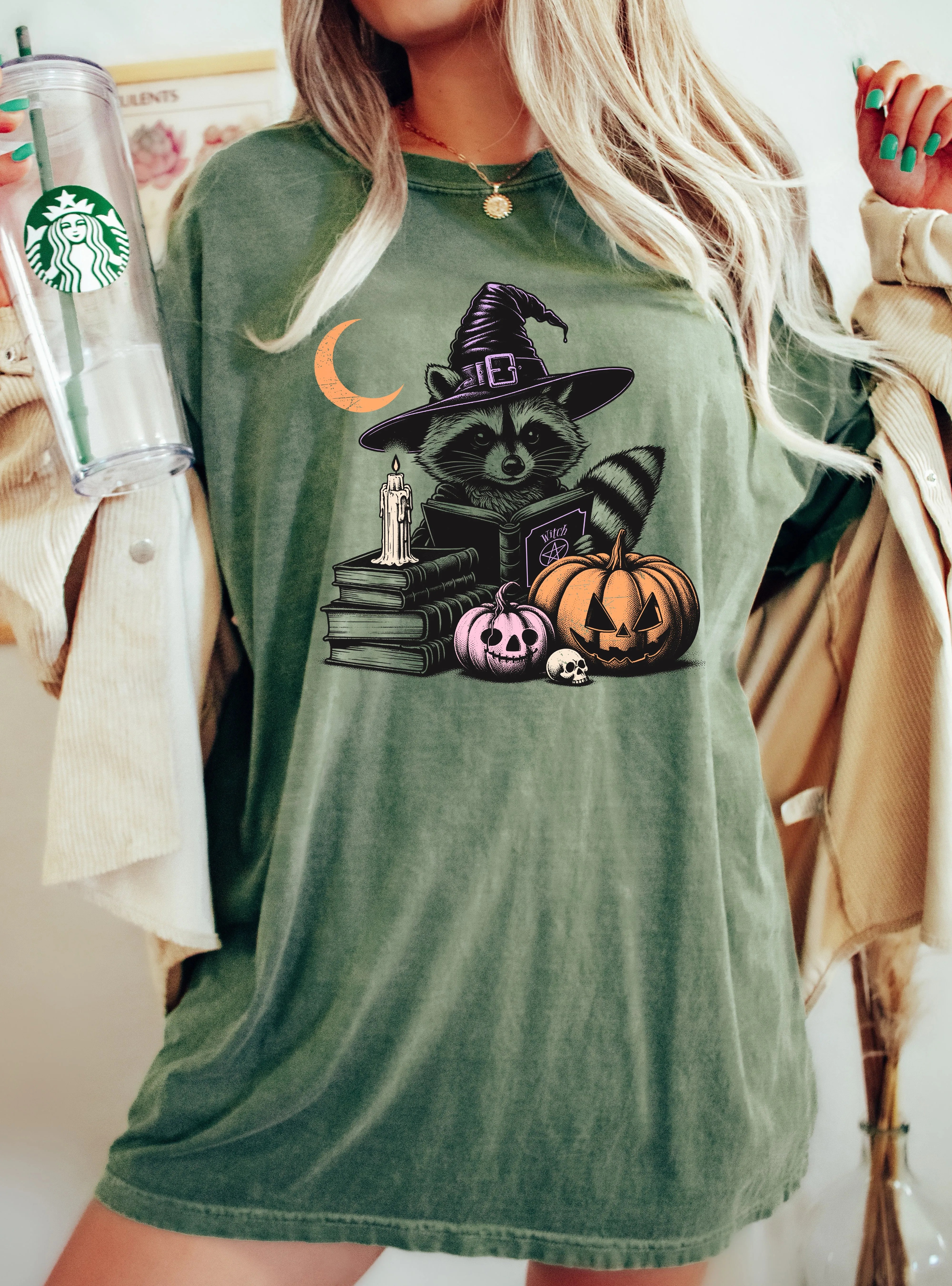 Racoon, Moon, Animal Lover, Vintage, Farm, Ghost, Western, Witch, Aesthetic, Meme, Halloween, Costume, Tshirt Comfort Colors T-Shirt sold by Refinery Number One product image thumbnail 4
