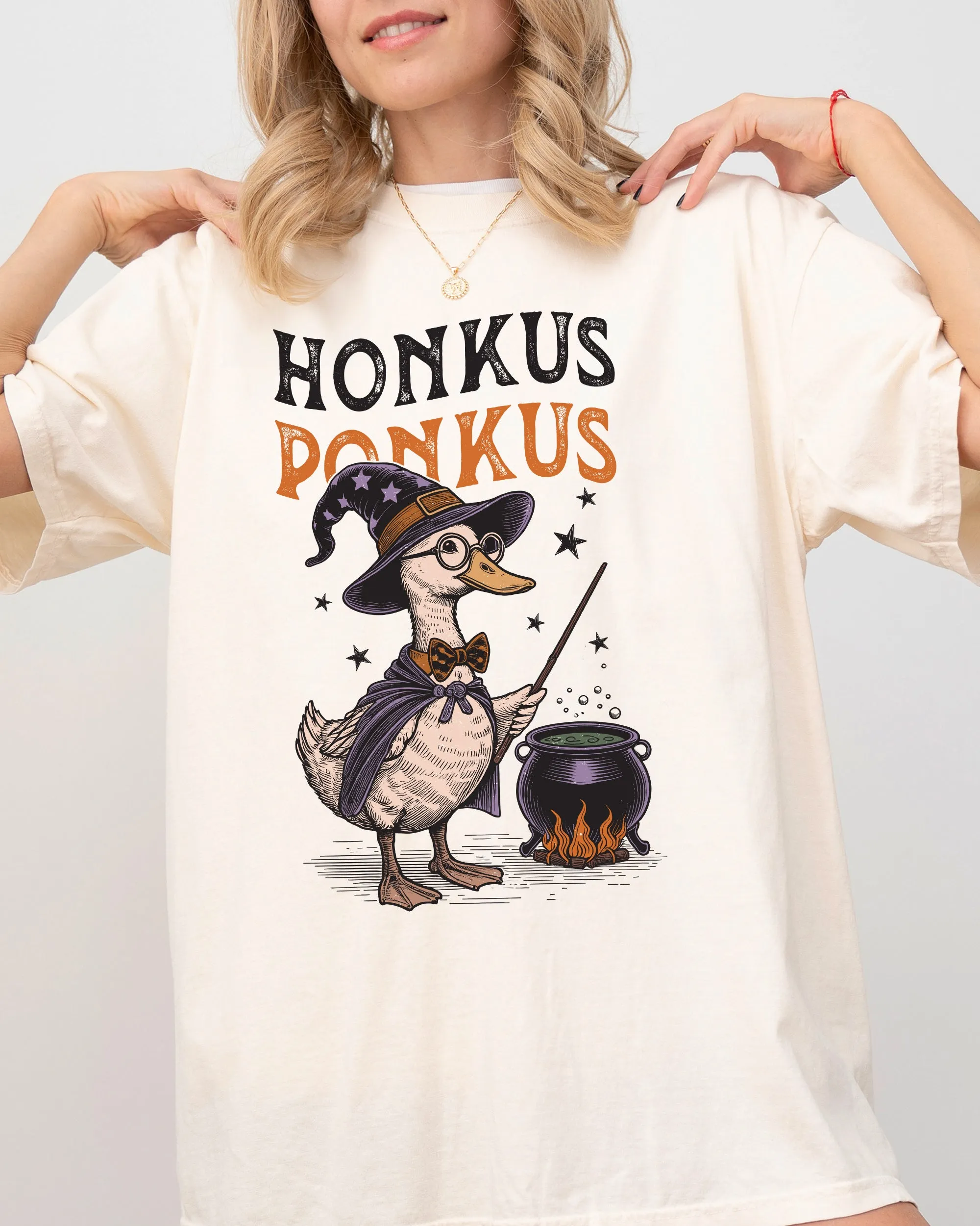 Honkus Poncus, Goose, Duck, Animal Lover, Vintage, Farm, Ghost, Western, Witch, Aesthetic, Meme, Halloween, Costume, Tshirt Comfort Colors T-Shirt sold by Refinery Number One