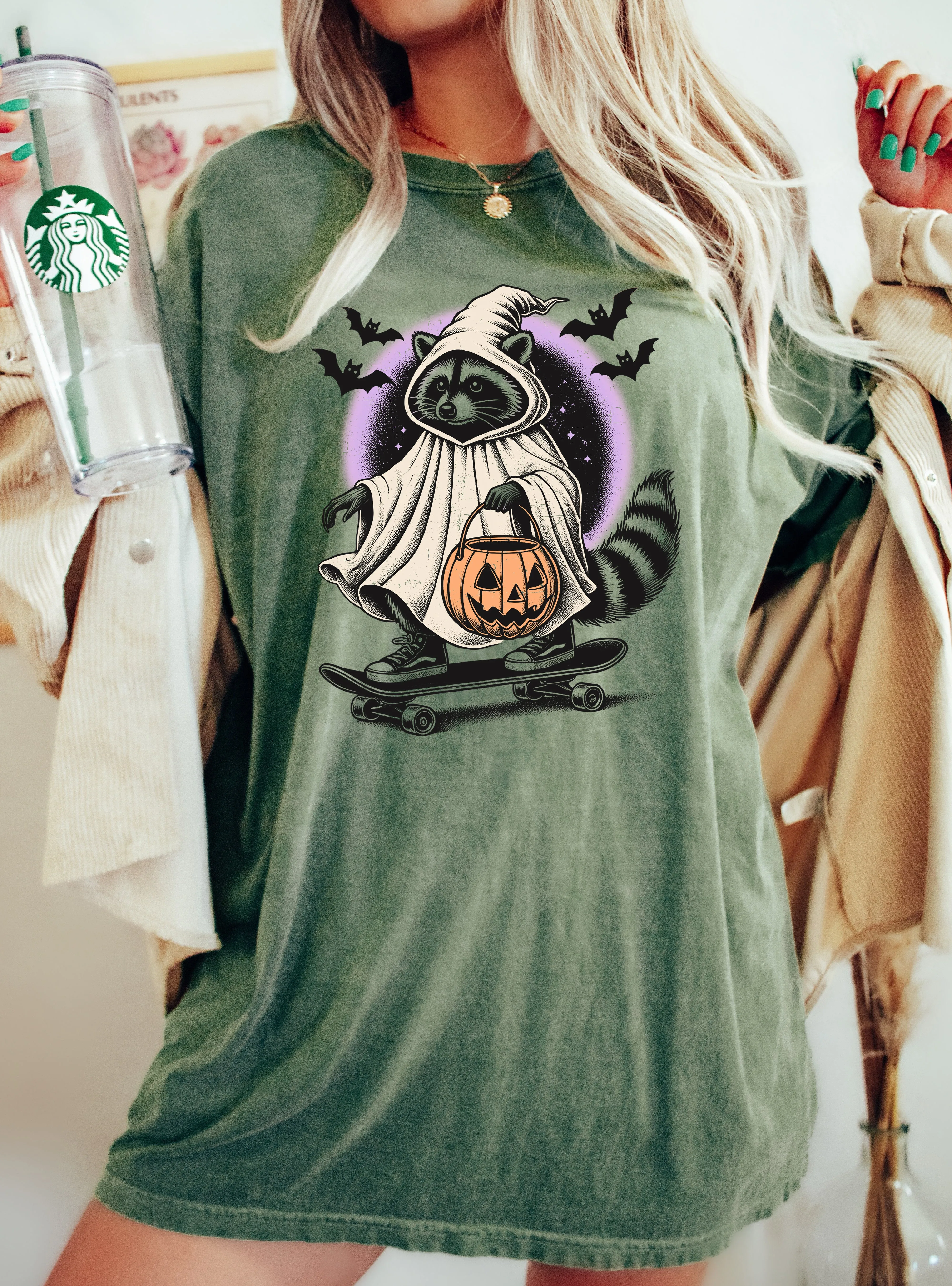 Racoon, Skateboard, Animal Lover, Vintage, Farm, Ghost, Western, Witch, Aesthetic, Meme, Halloween, Costume, Tshirt Comfort Colors T-Shirt sold by Refinery Number One product image thumbnail 5