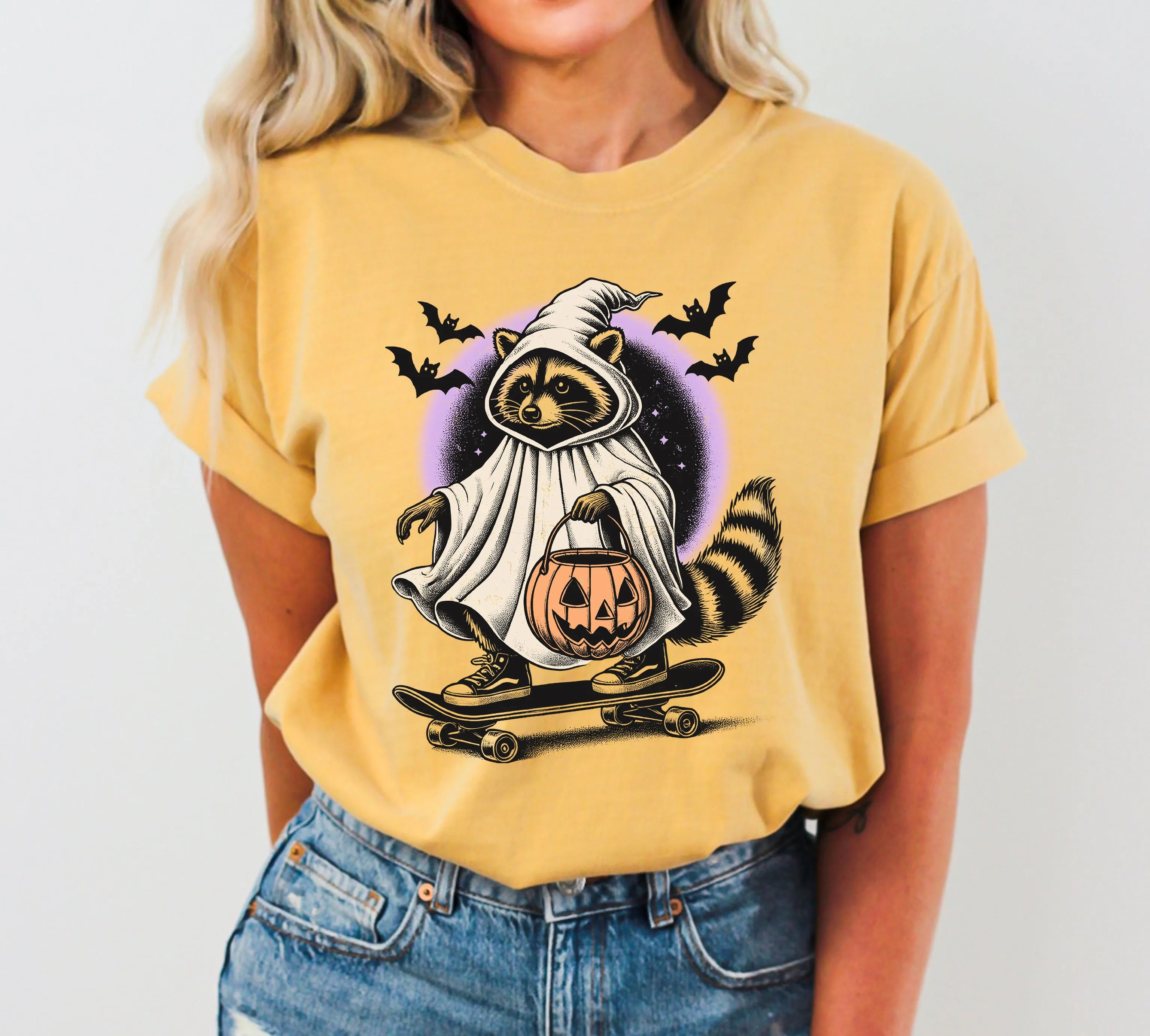 Racoon, Skateboard, Animal Lover, Vintage, Farm, Ghost, Western, Witch, Aesthetic, Meme, Halloween, Costume, Tshirt Comfort Colors T-Shirt sold by Refinery Number One product image thumbnail 4