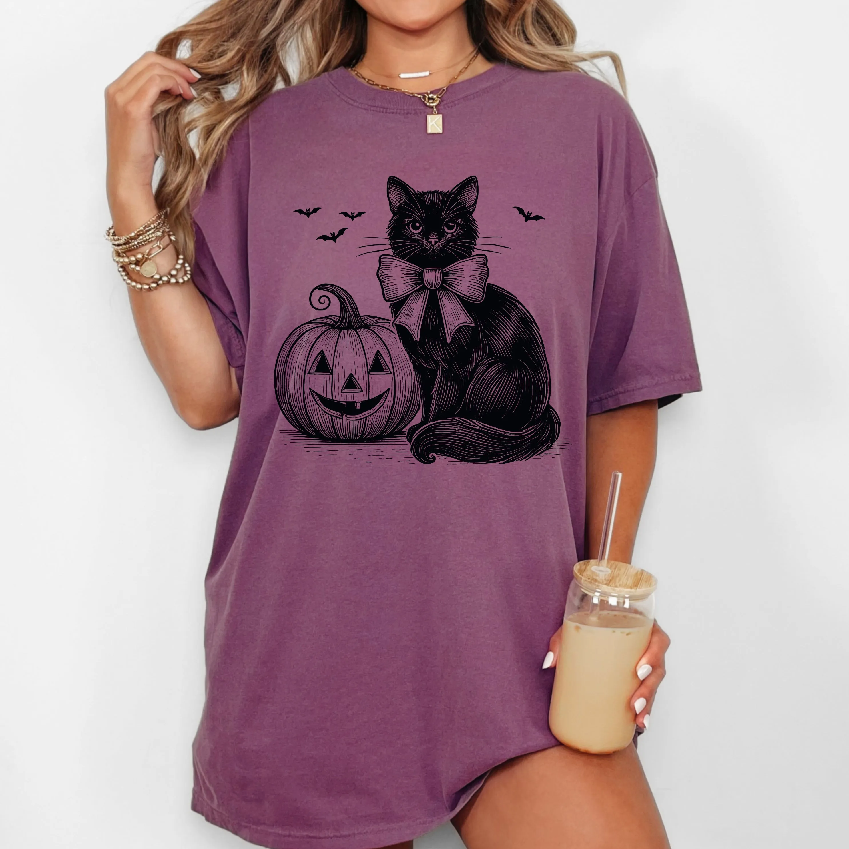 Black Cat, Pumpkin, Animal Lover, Vintage, Ghost, Western, Witch, Aesthetic, Meme, Halloween, Costume, Tshirt Comfort Colors T-Shirt sold by Refinery Number One product image thumbnail 5