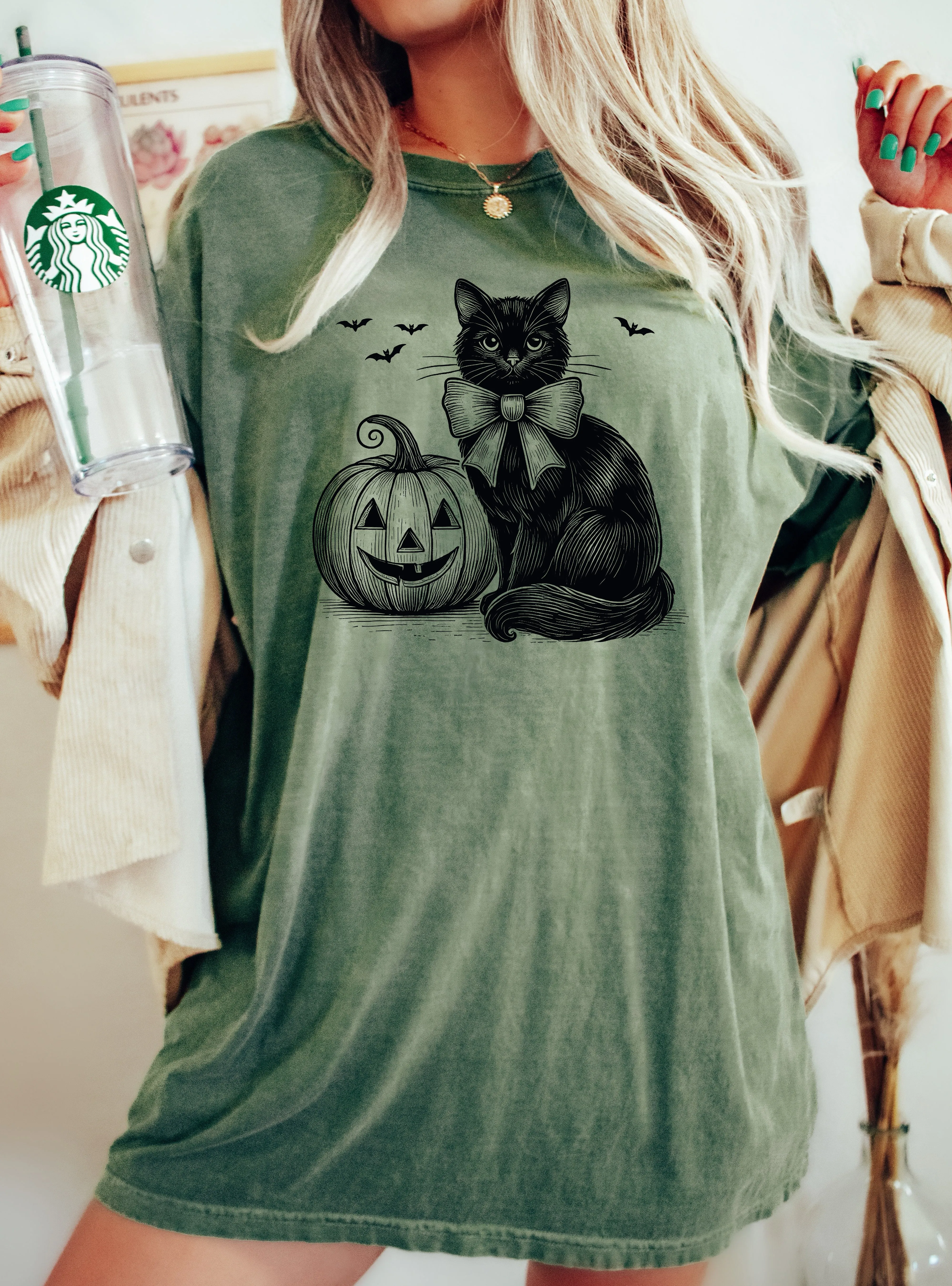 Black Cat, Pumpkin, Animal Lover, Vintage, Ghost, Western, Witch, Aesthetic, Meme, Halloween, Costume, Tshirt Comfort Colors T-Shirt sold by Refinery Number One product image thumbnail 4