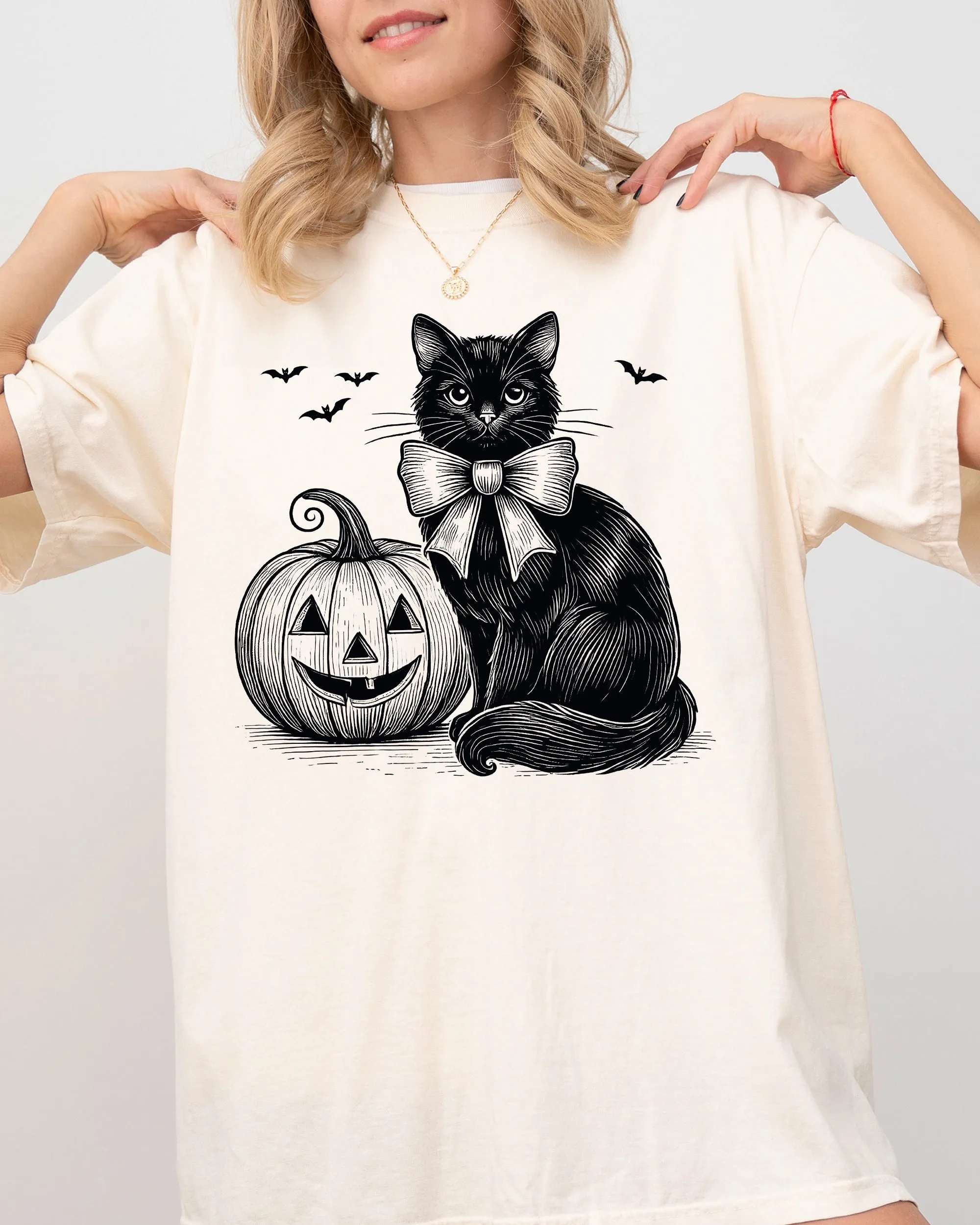 Black Cat, Pumpkin, Animal Lover, Vintage, Ghost, Western, Witch, Aesthetic, Meme, Halloween, Costume, Tshirt Comfort Colors T-Shirt sold by Refinery Number One product image thumbnail 3