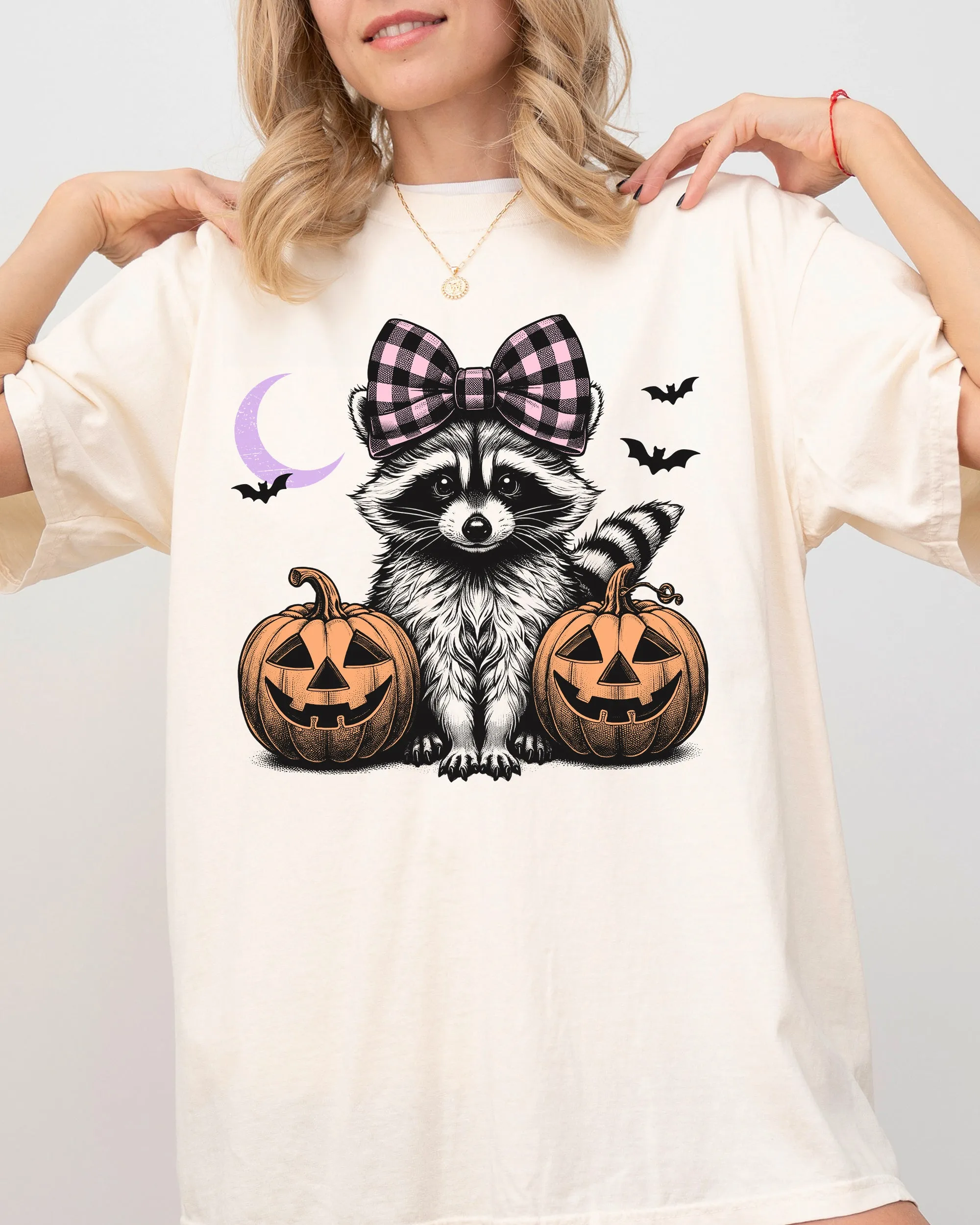 Cute Racoon, Hair Bow, Pumpkin, Vintage, Ghost, Western, Witch, Aesthetic, Meme, Halloween, Costume, Tshirt Comfort Colors T-Shirt sold by Refinery Number One product image thumbnail 2