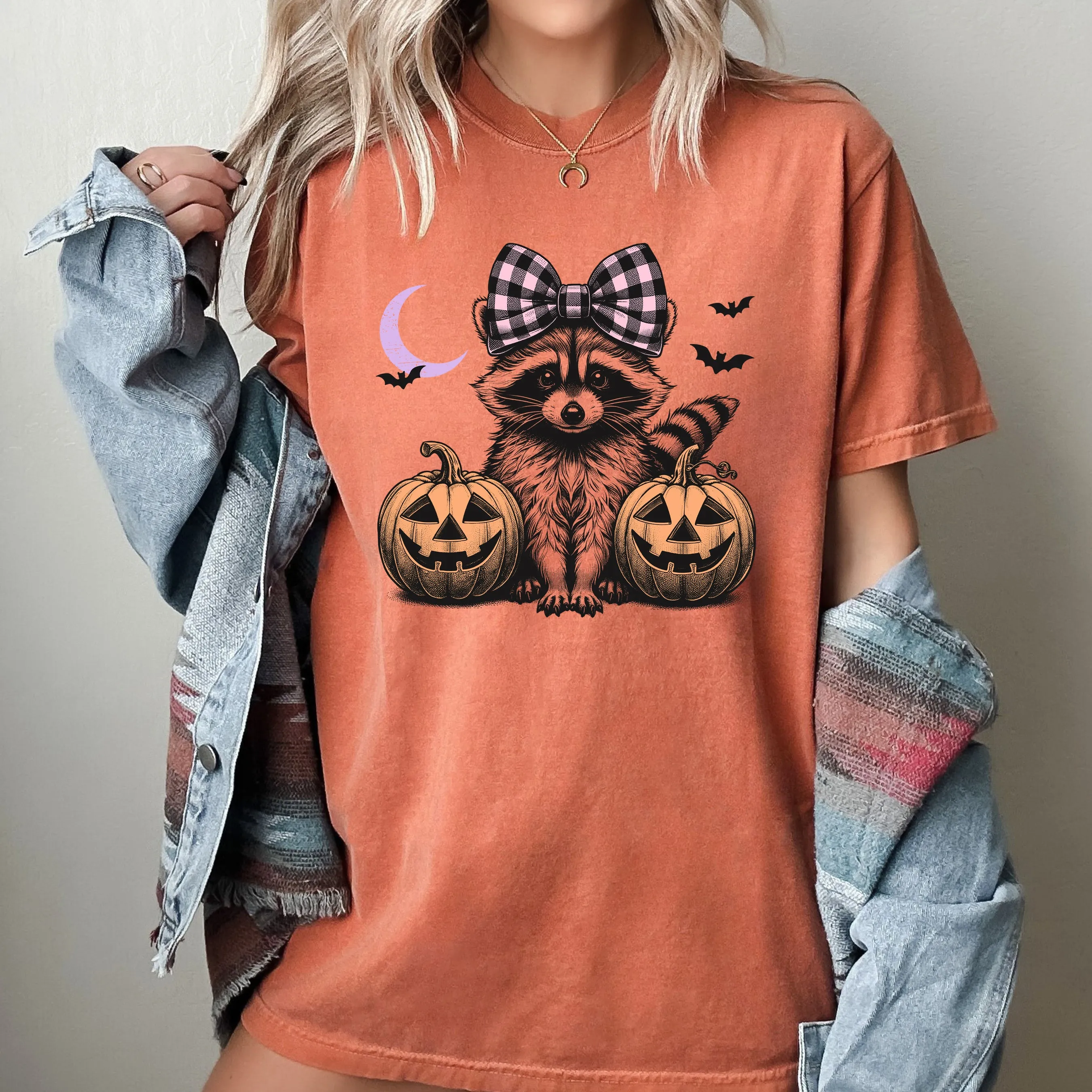 Cute Racoon, Hair Bow, Pumpkin, Vintage, Ghost, Western, Witch, Aesthetic, Meme, Halloween, Costume, Tshirt Comfort Colors T-Shirt sold by Refinery Number One product image thumbnail 3
